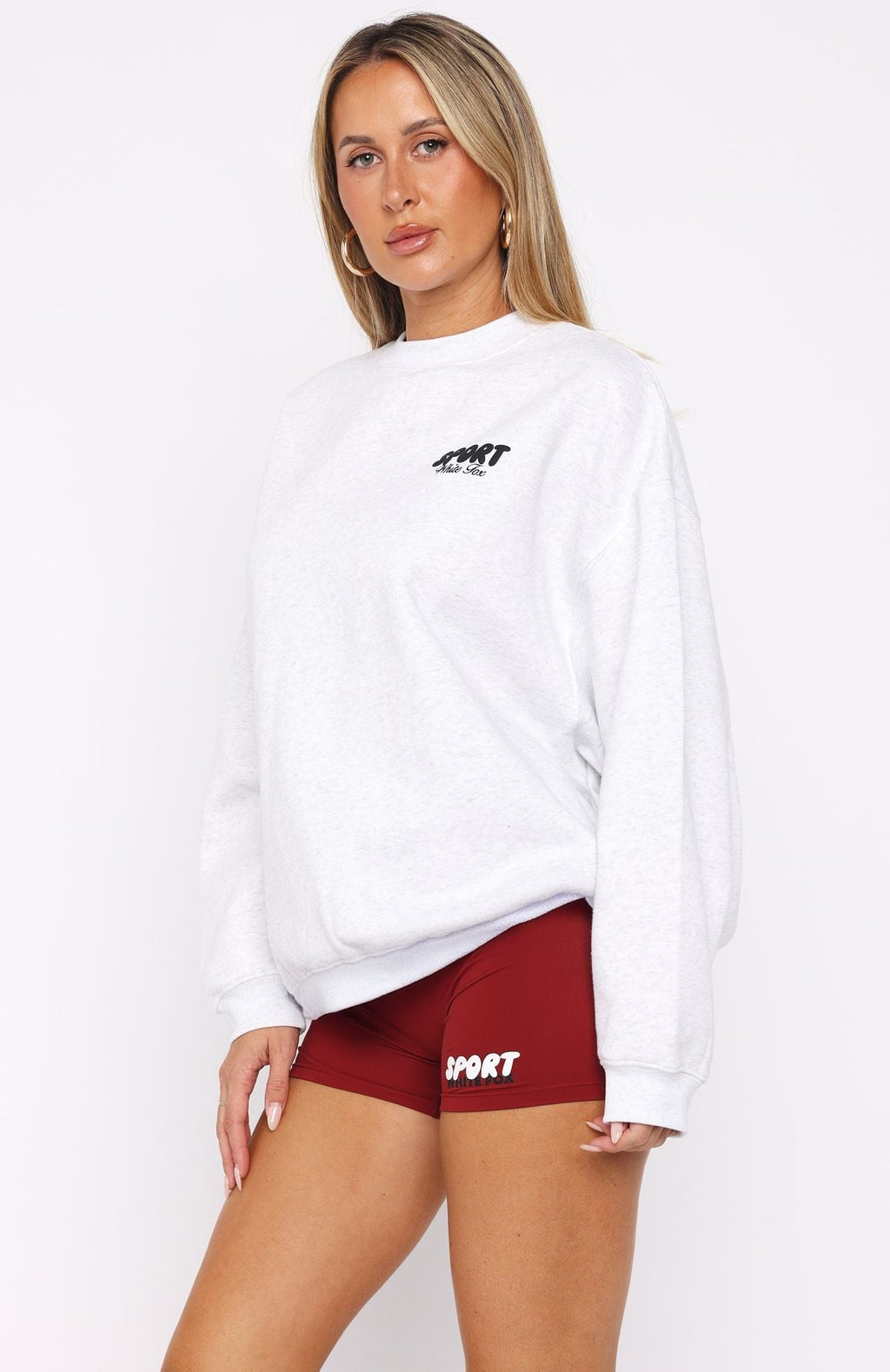 White Fox Club 14 Peyton Oversized Sweater Grey Marle