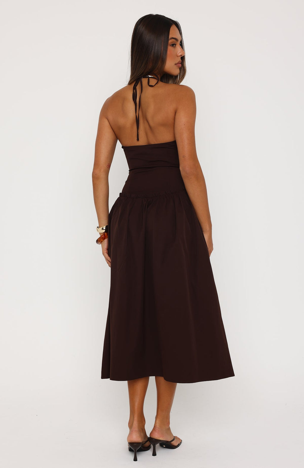 White Fox Hot Honey Haze Midi Dress Chocolate
