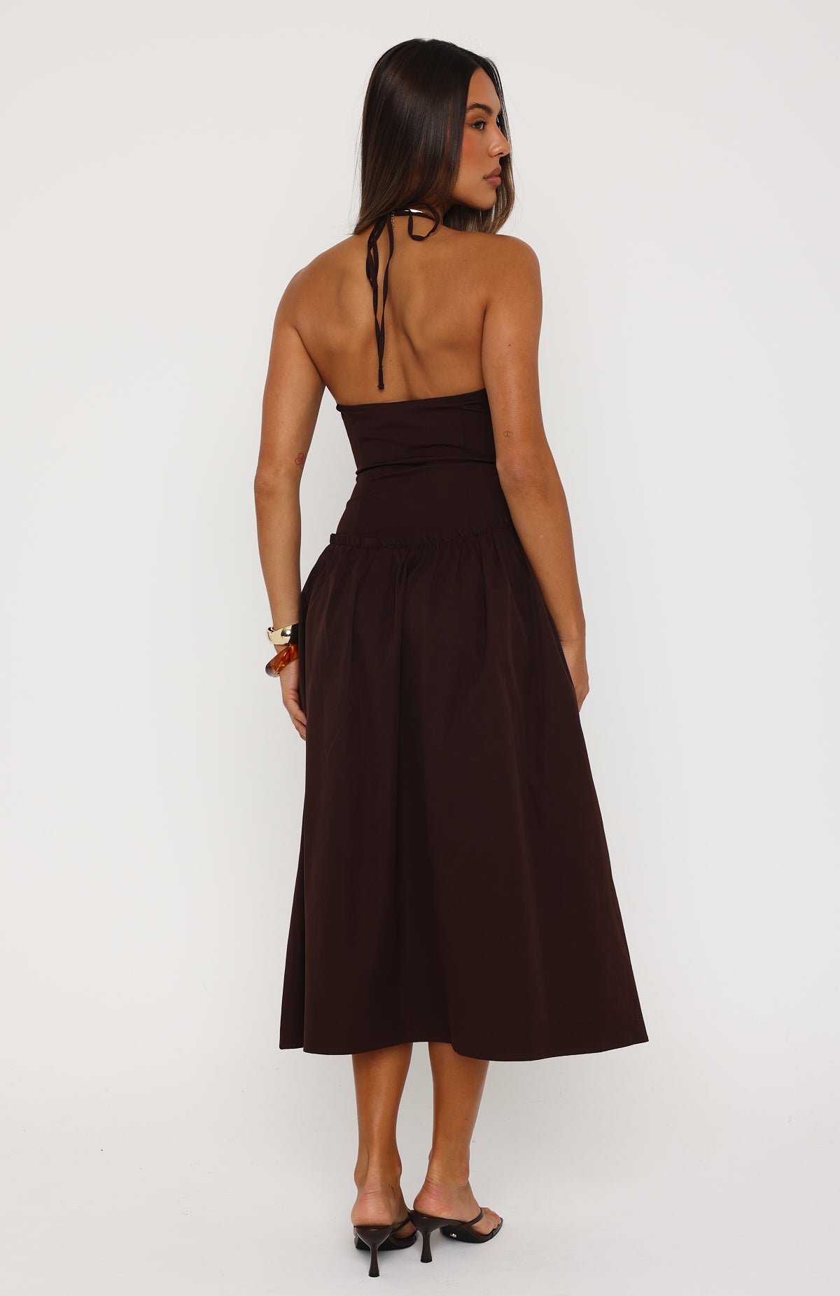 White Fox Hot Honey Haze Midi Dress Chocolate