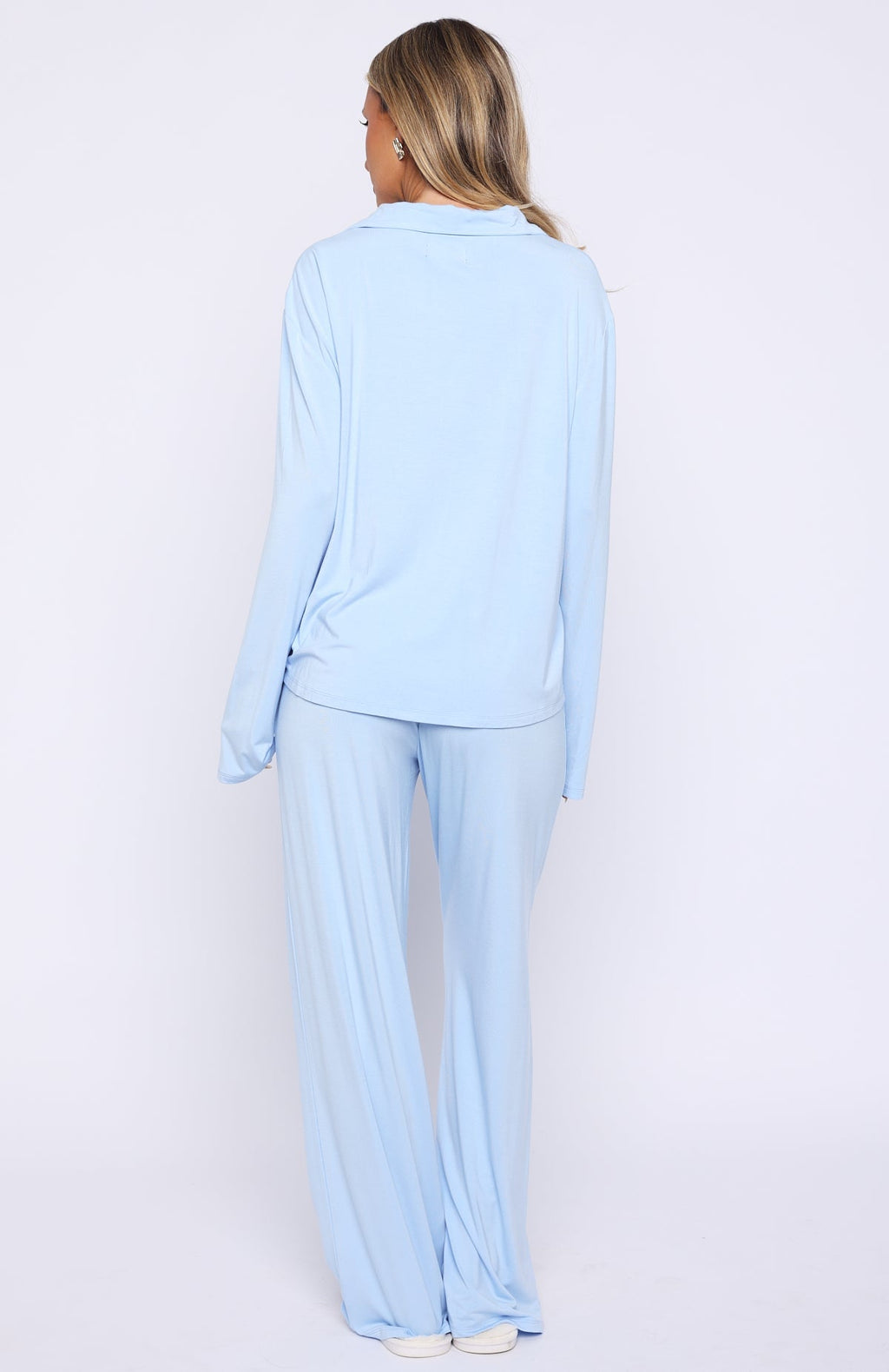 White Fox Bridal Party Long Sleeve Pyjama Set Baby Blue