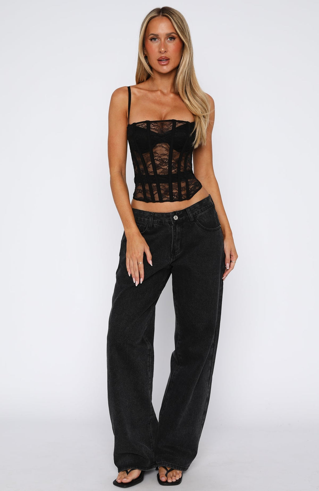 White Fox I'm Irreplaceable Lace Bustier Black