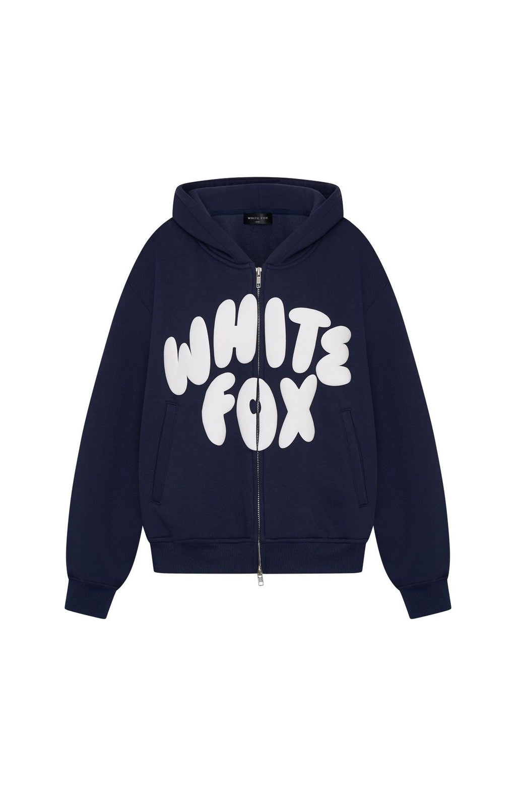White Fox Club 14 Allie Boxy Zip Front Hoodie Navy