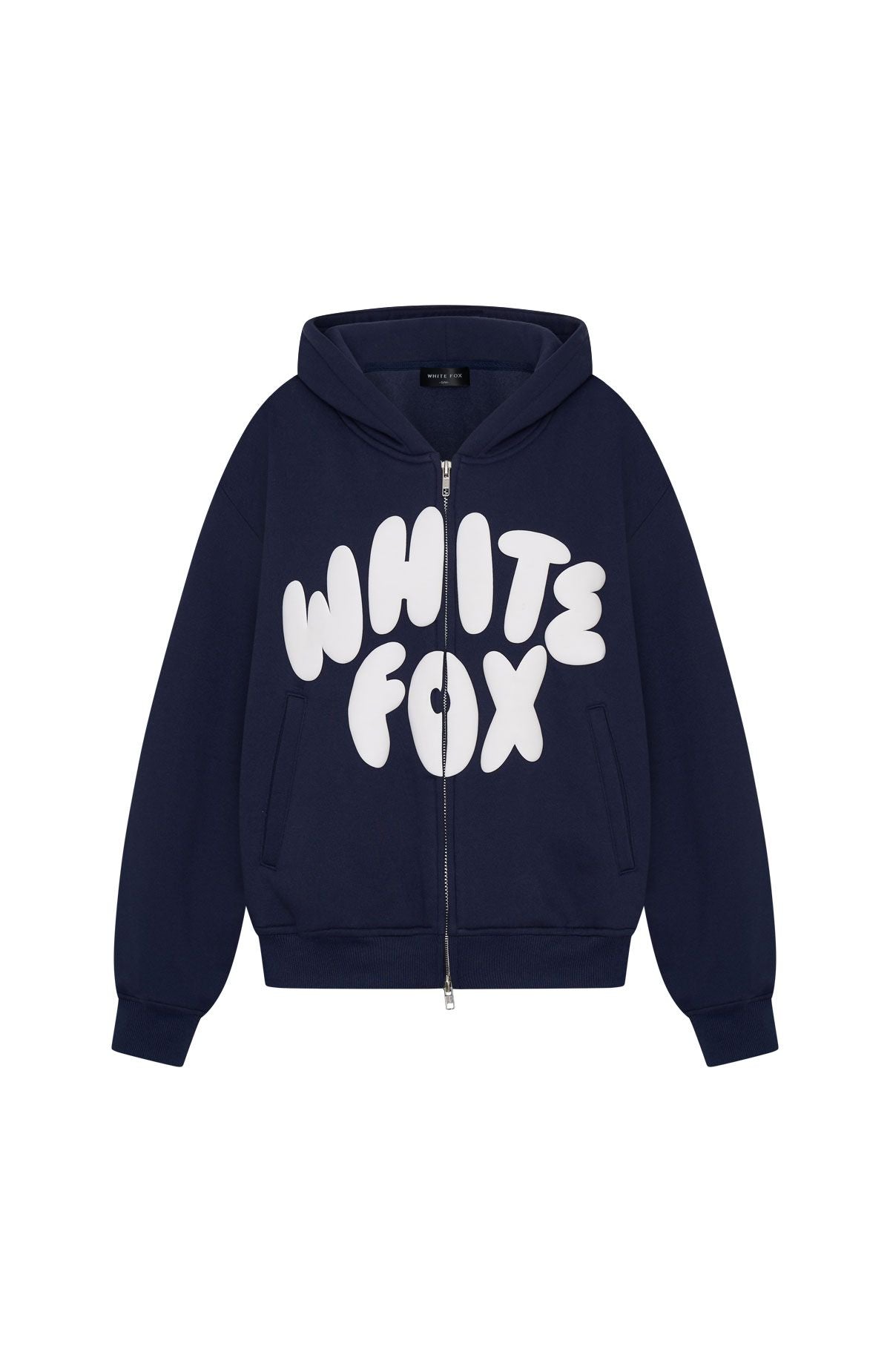 White Fox Club 14 Allie Boxy Zip Front Hoodie Navy