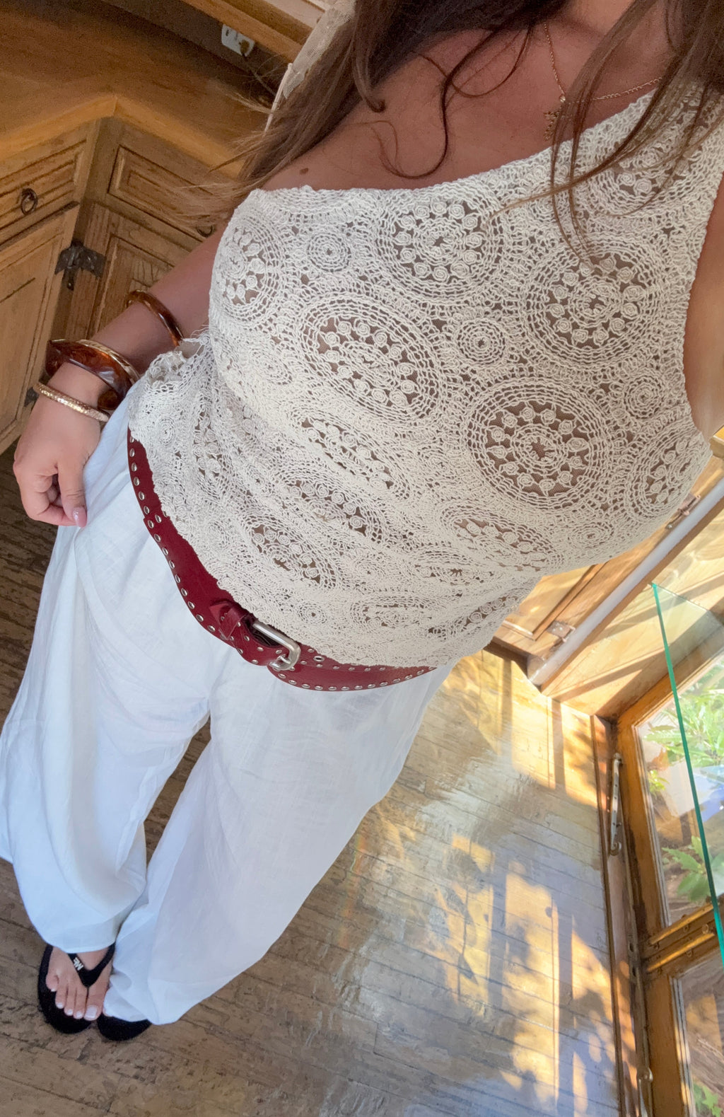 White Fox Tranquility Crochet Top Off White