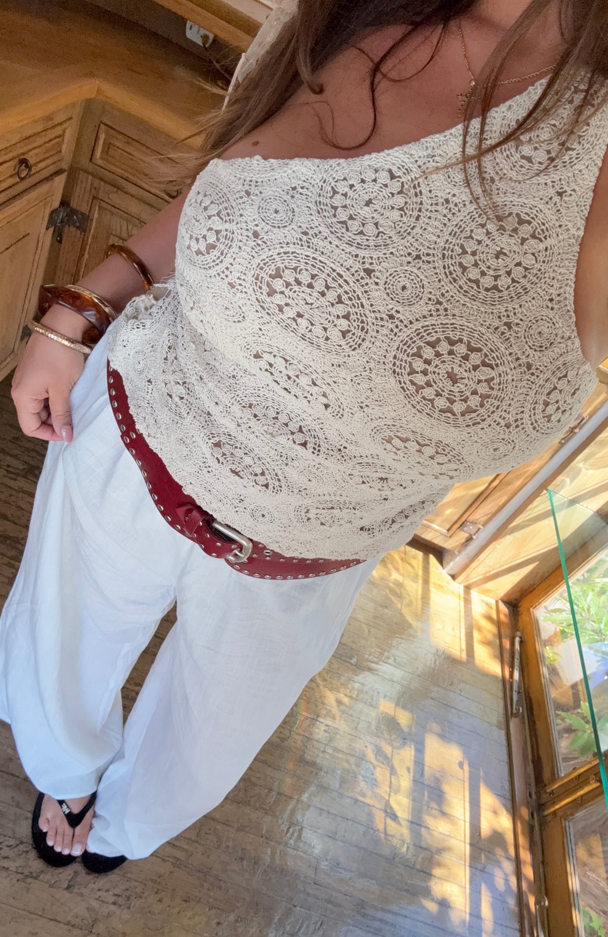 White Fox Tranquility Crochet Top Off White