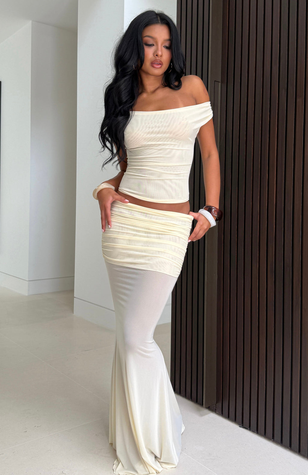 White Fox Need Your Heart Maxi Skirt Cream