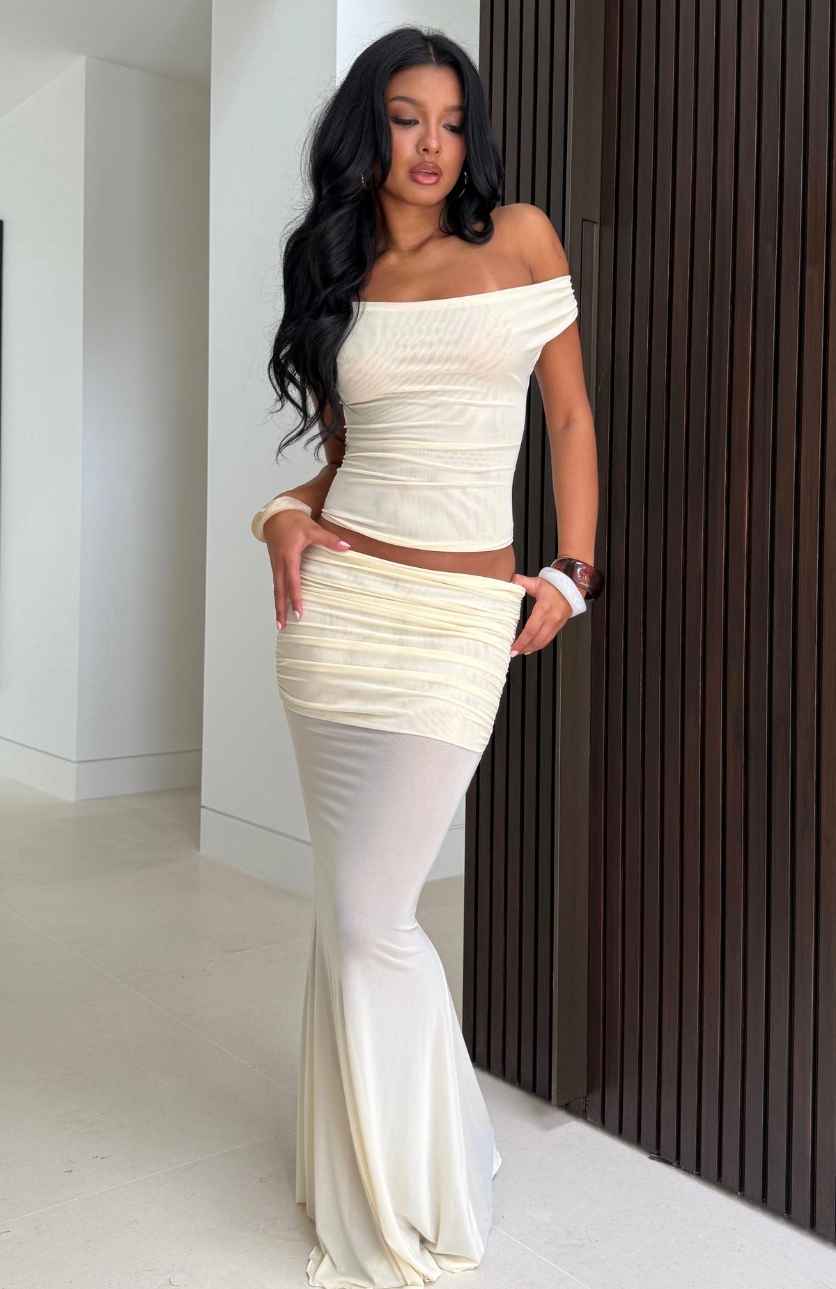 White Fox Need Your Heart Maxi Skirt Cream