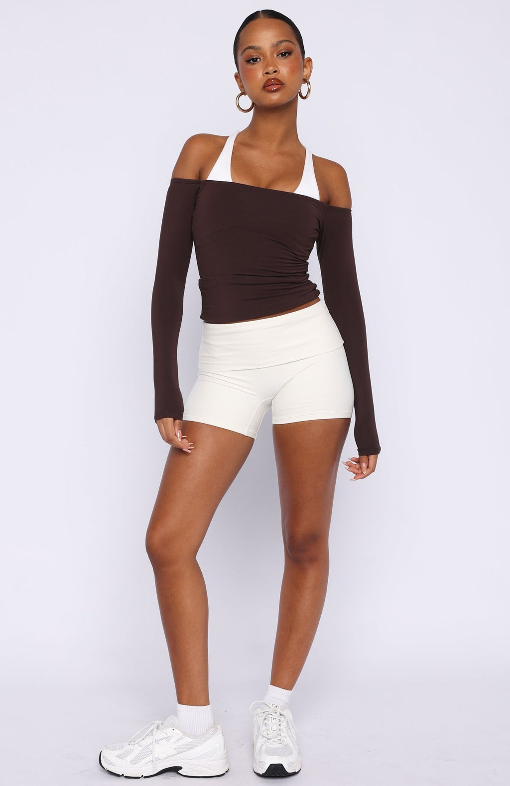 White Fox Mad For You Long Sleeve Top Dark Chocolate