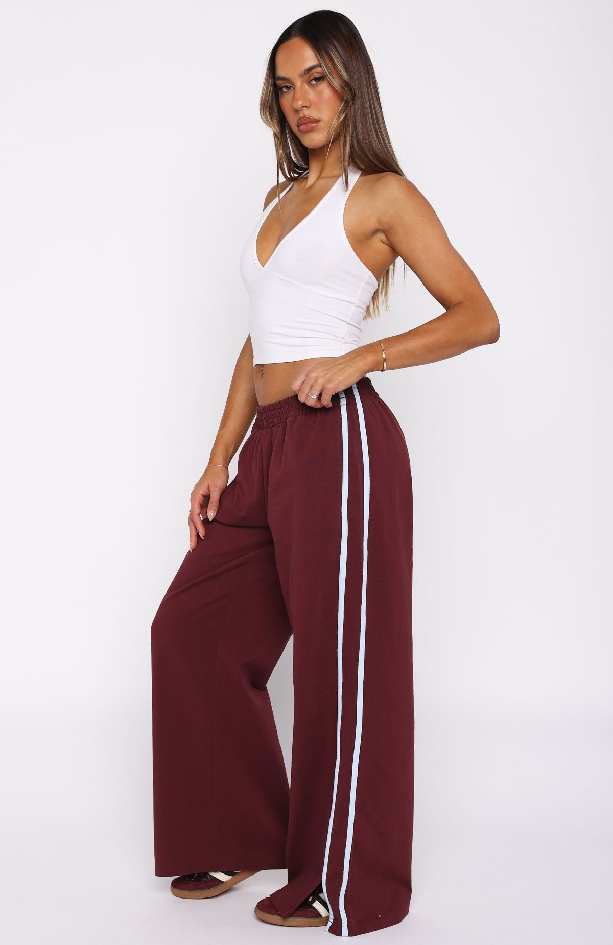 White Fox Make Me Promises Pants Burgundy
