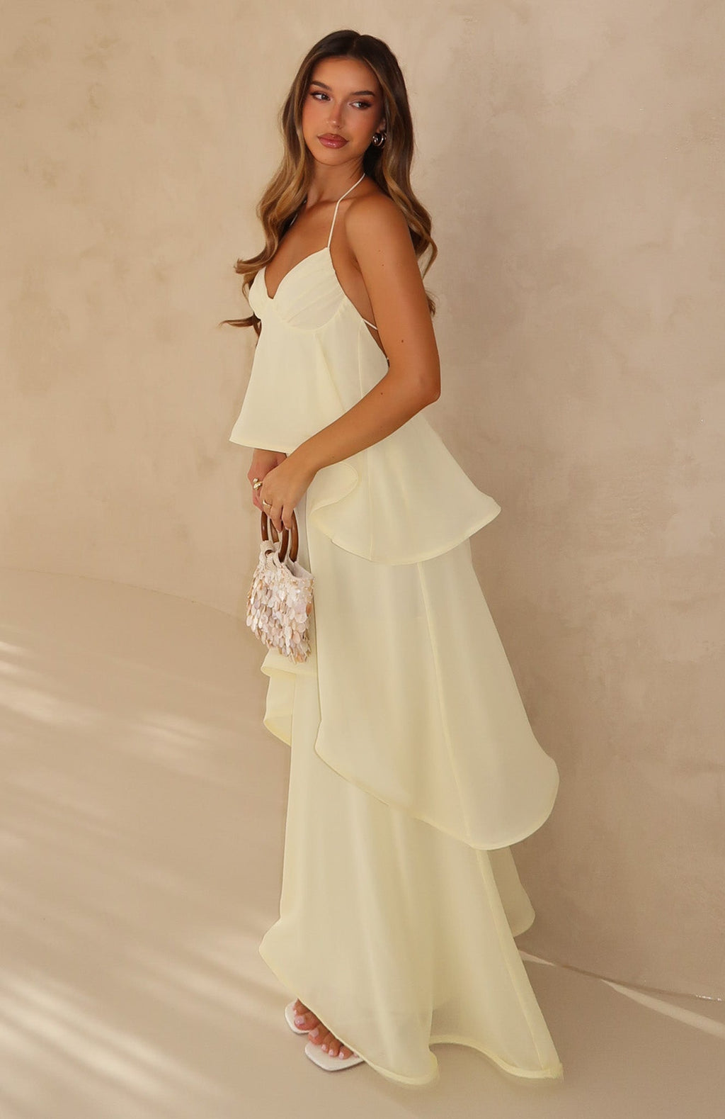 White Fox Twirl With Me Maxi Dress Lemon