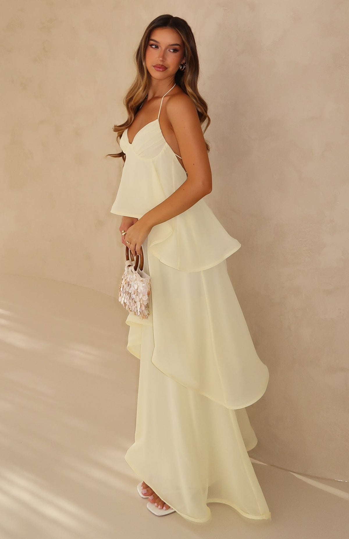 White Fox Twirl With Me Maxi Dress Lemon