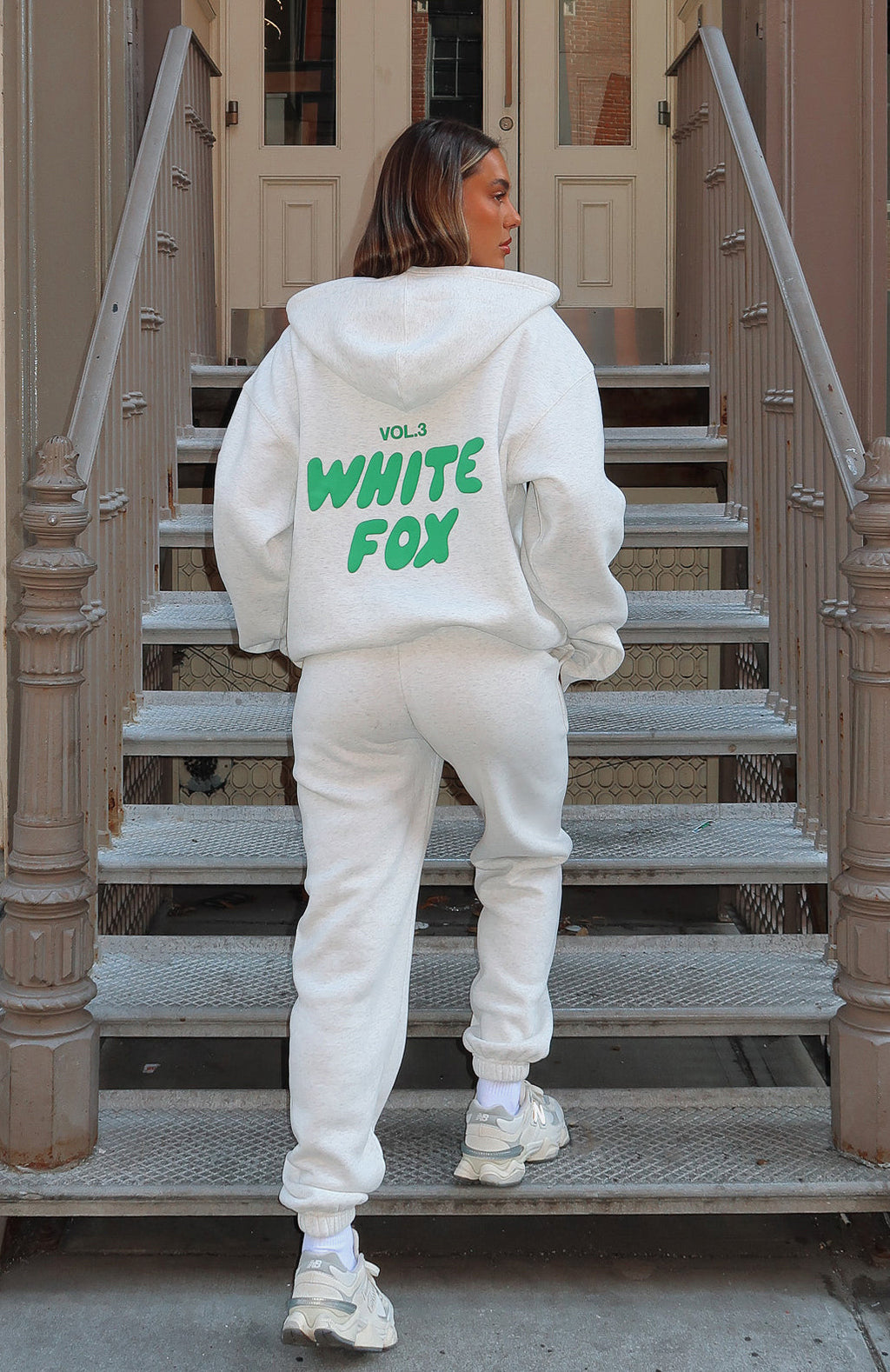 White Fox Offstage Zip Front Hoodie Glacier Grey