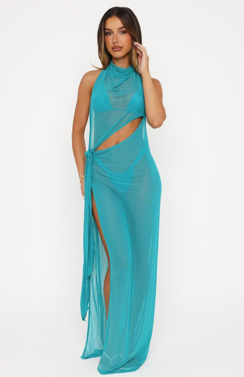 White Fox Sunset Club Maxi Dress Ocean Teal