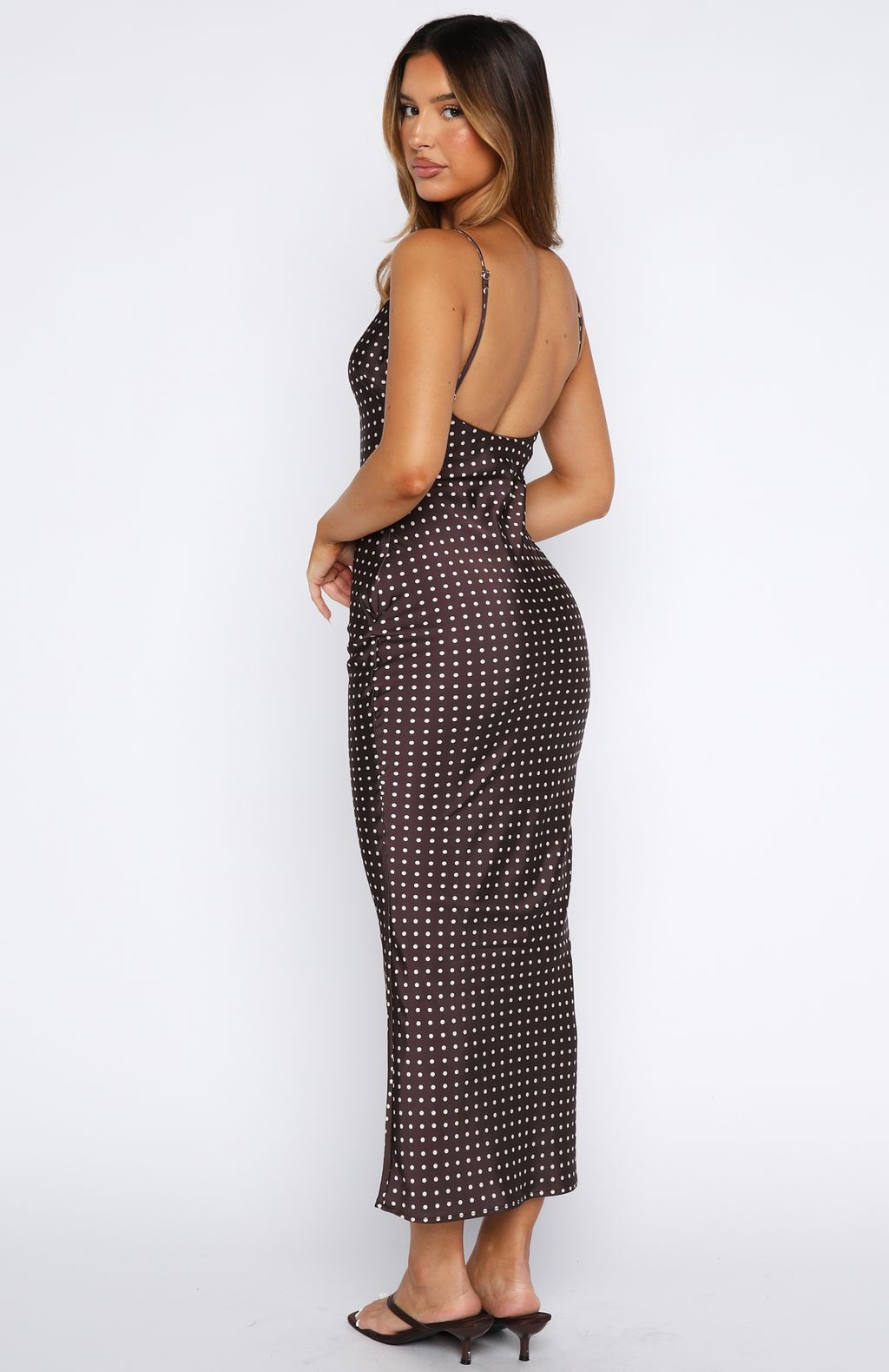 White Fox She's For Keeps Maxi Dress Chocolate Polka Dot