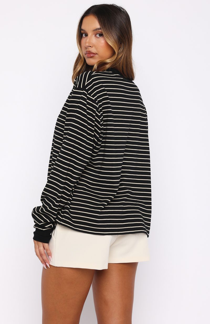 White Fox Touchdown Long Sleeve Tee Black Stripe