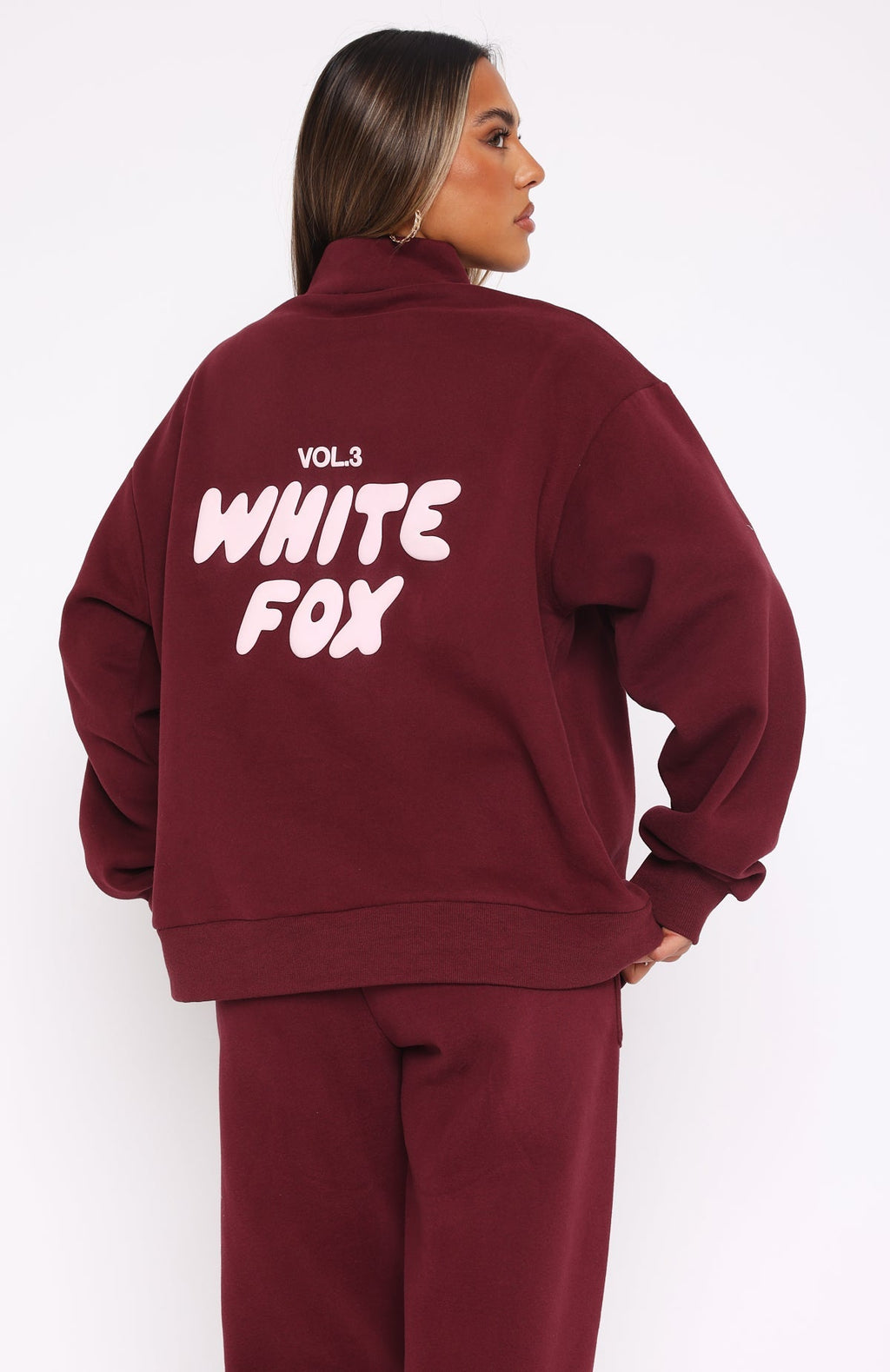 White Fox Offstage Zip Front Sweater Red Velvet