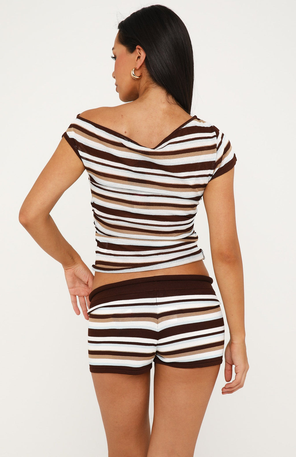 White Fox By My Side Knit Shorts Seaside Stripe