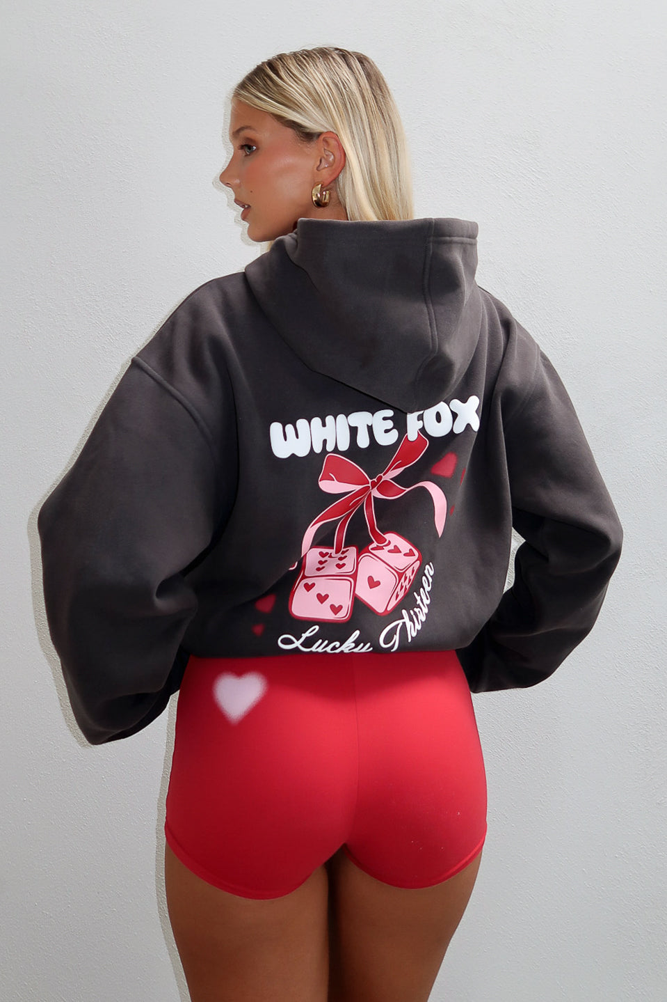 White Fox Lucky Thirteen Cheyenne Oversized Hoodie Charcoal