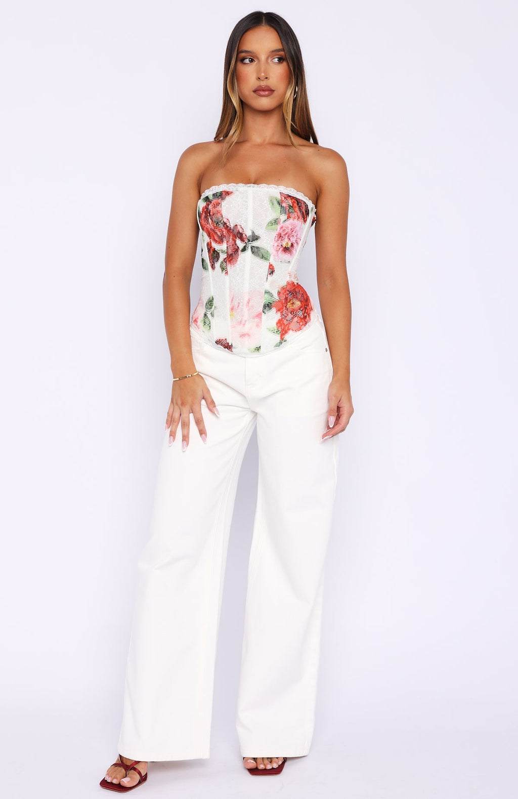 White Fox Darling Heart Strapless Bustier Heirloom Bloom