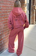 White Fox Studio 17 Willa Boxy Zip Front Hoodie Dusty Plum