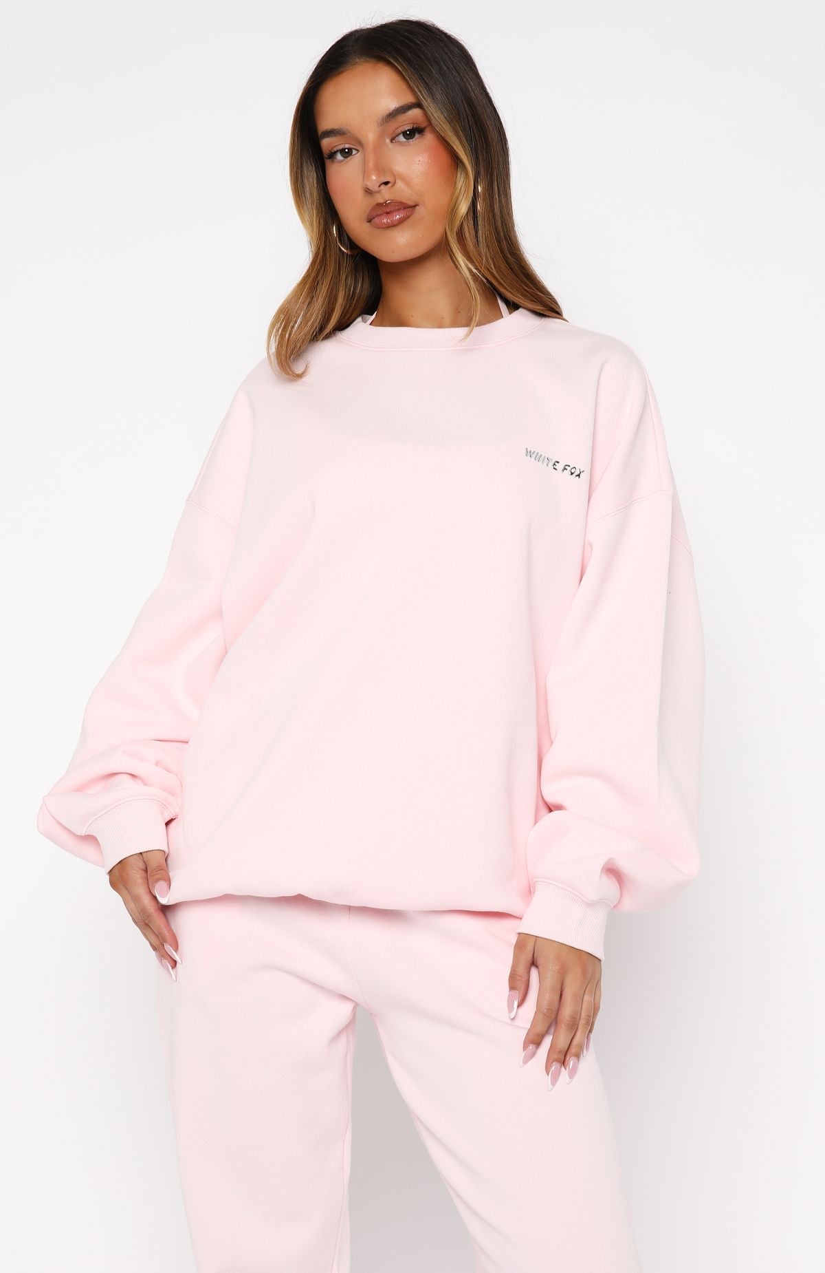 White Fox Test Drive Oversized Sweater Icy Pink