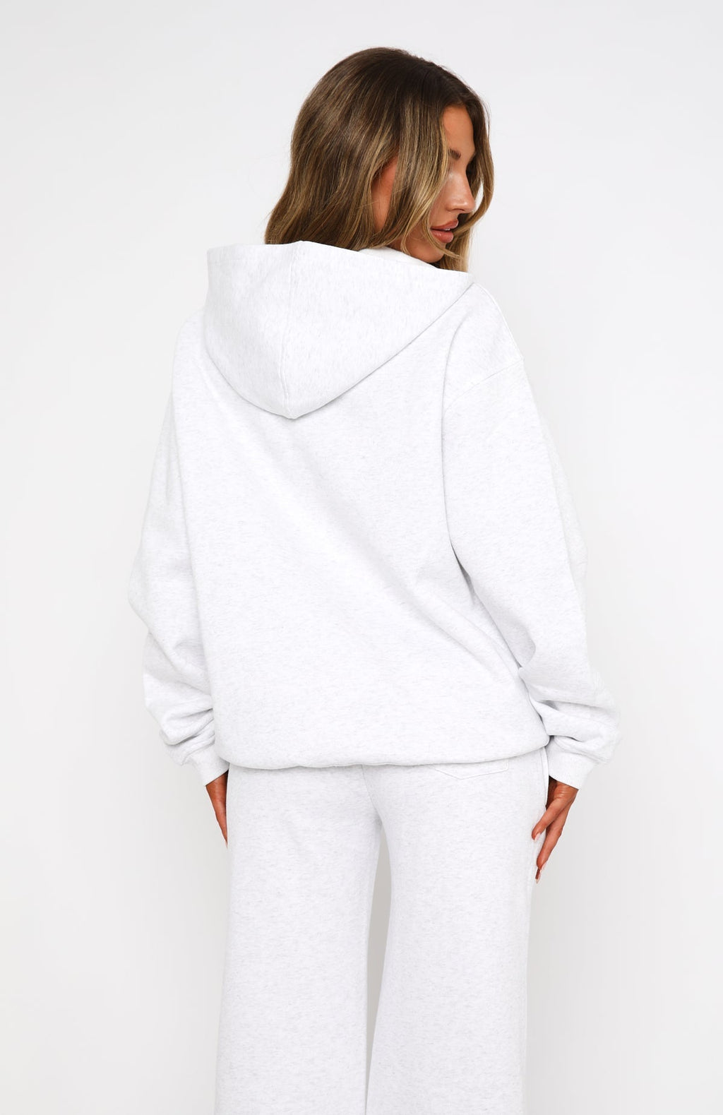 White Fox Match Your Words Oversized Hoodie Grey Marle