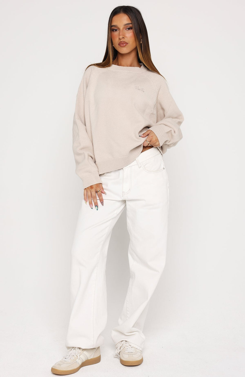 White Fox Reia Knit Sweater Oat
