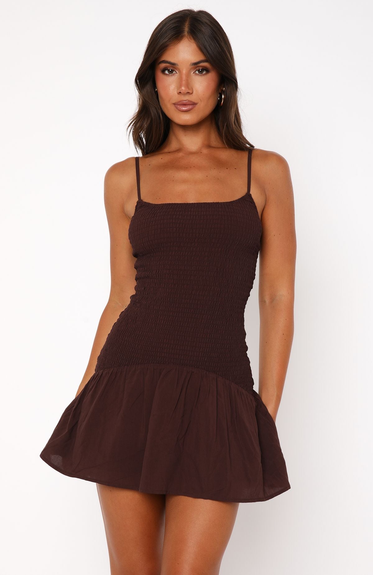 White Fox Nothing Is Over Mini Dress Chocolate