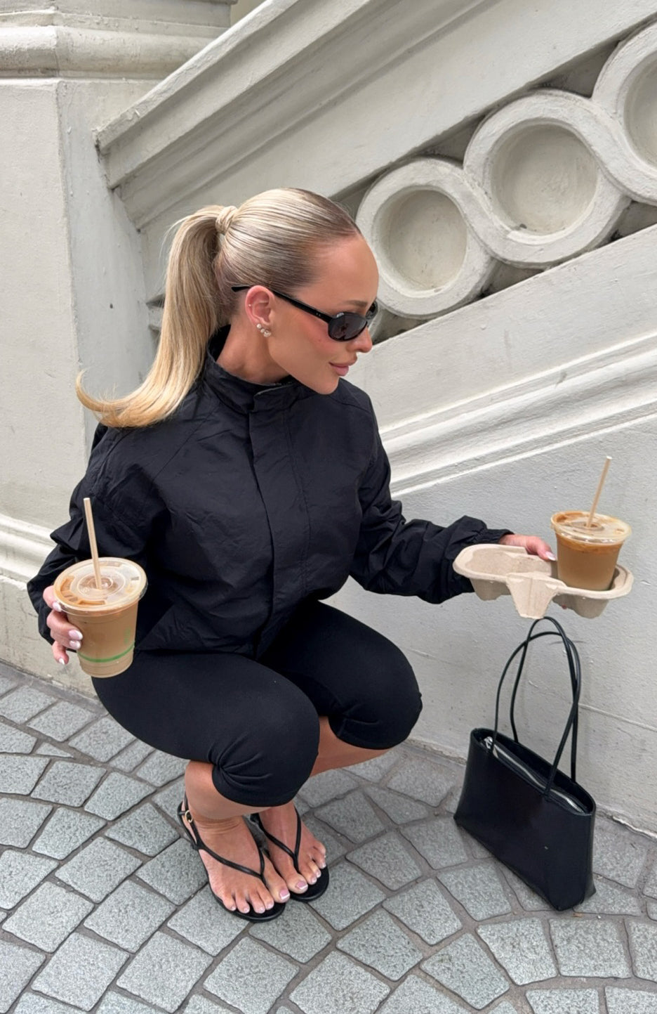 White Fox Cool Vibe Funnel Neck Jacket Black