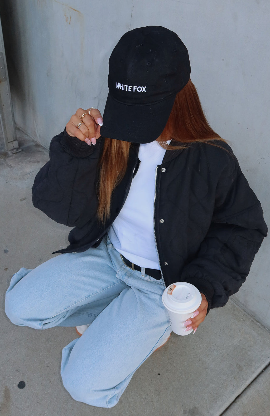 White Fox Soft Love Bomber Jacket Black