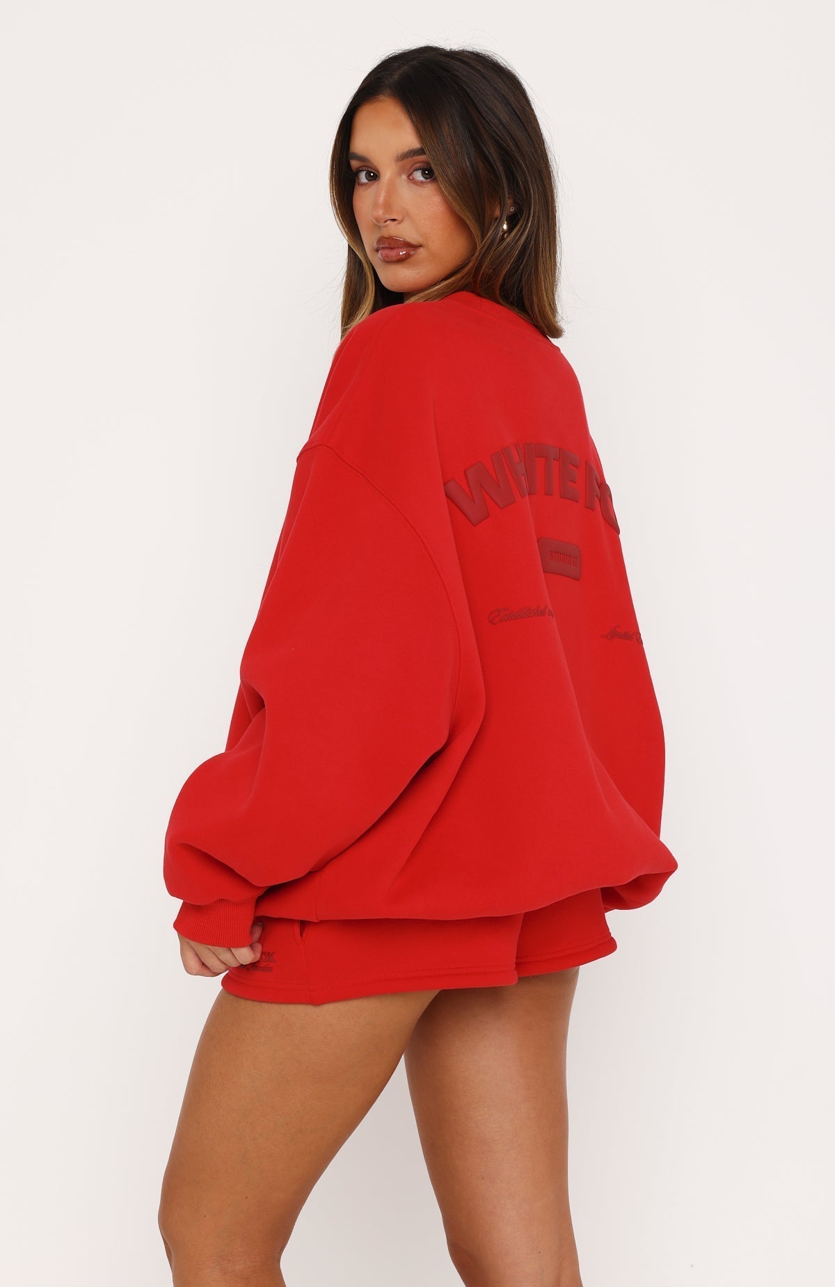 White Fox Studio 17 Raven Oversized Drop Shoulder Sweater Red