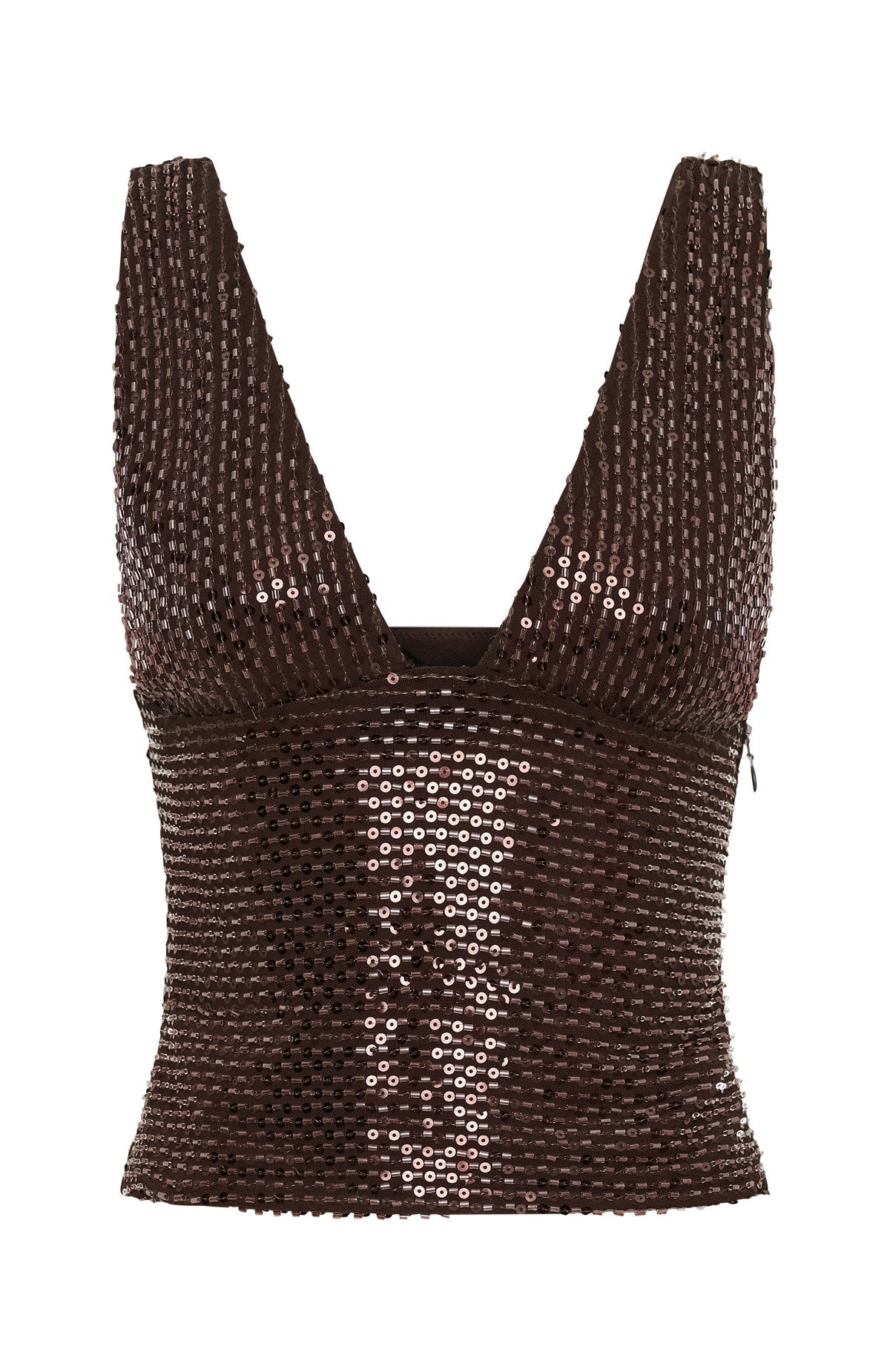 White Fox The Glitterati Beaded Top Chocolate