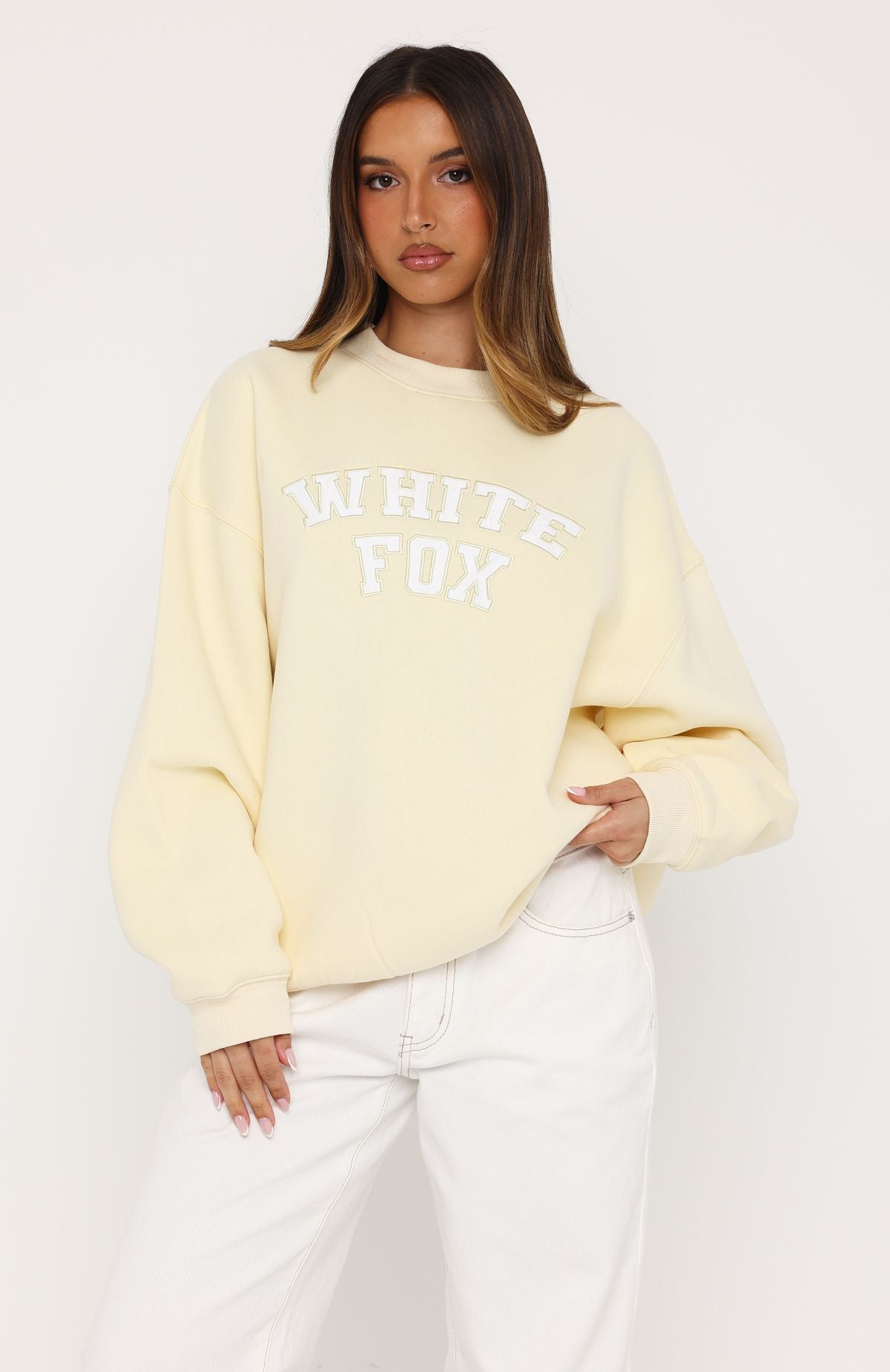 White Fox Major Upgrade Oversized Drop Shoulder Sweater Butter
