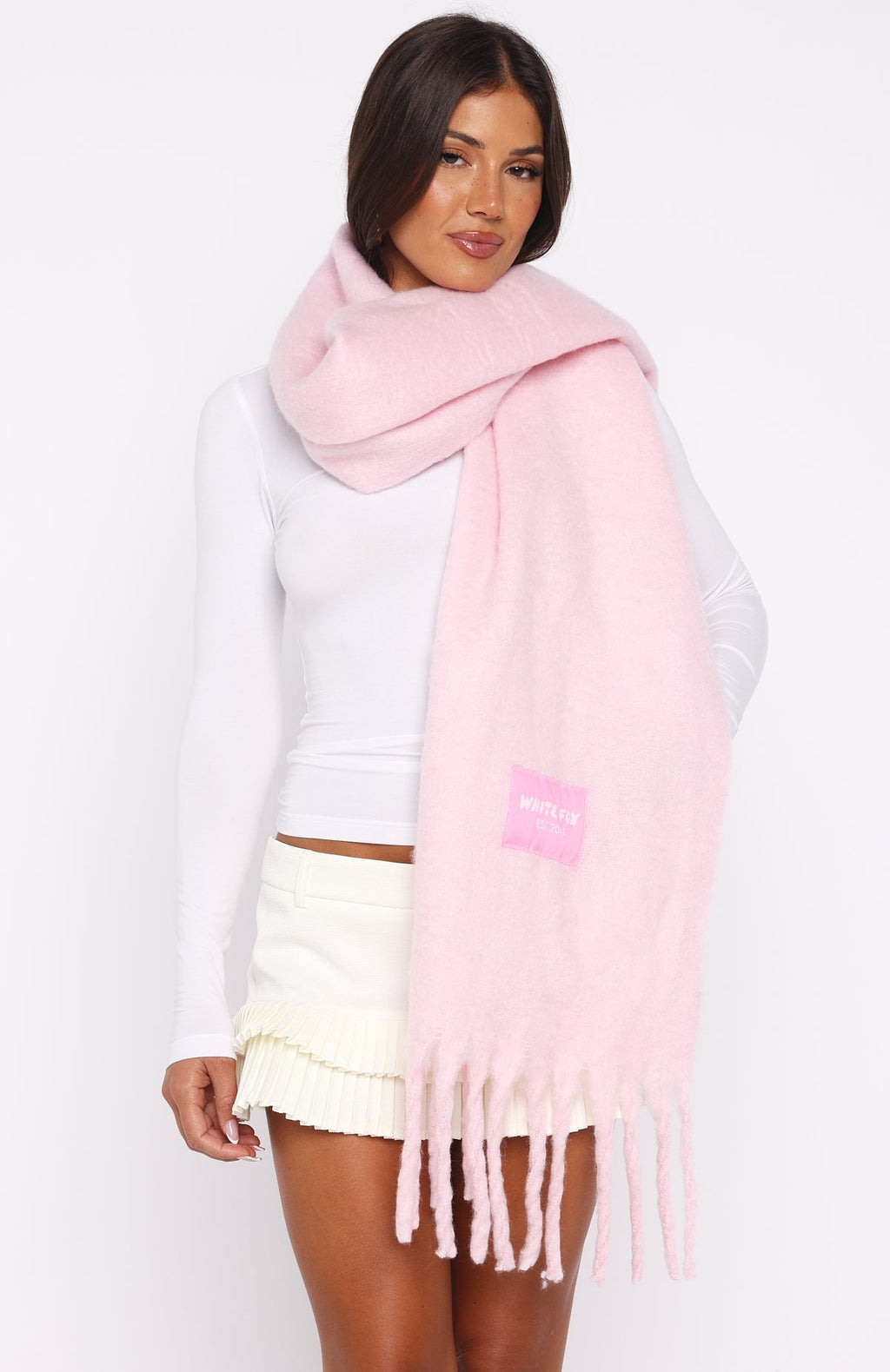 White Fox Luna Scarf Baby Pink