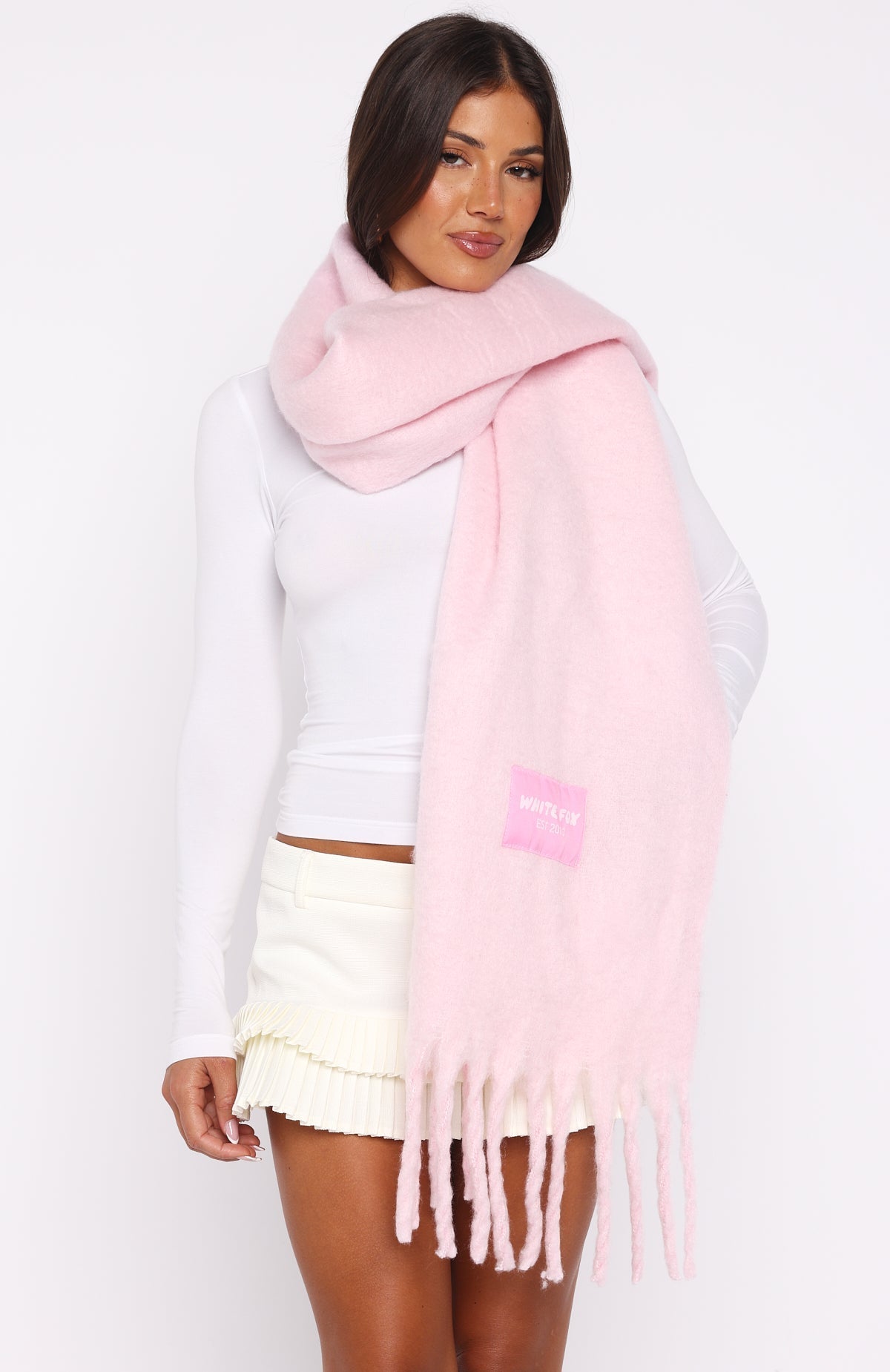 White Fox Luna Scarf Baby Pink