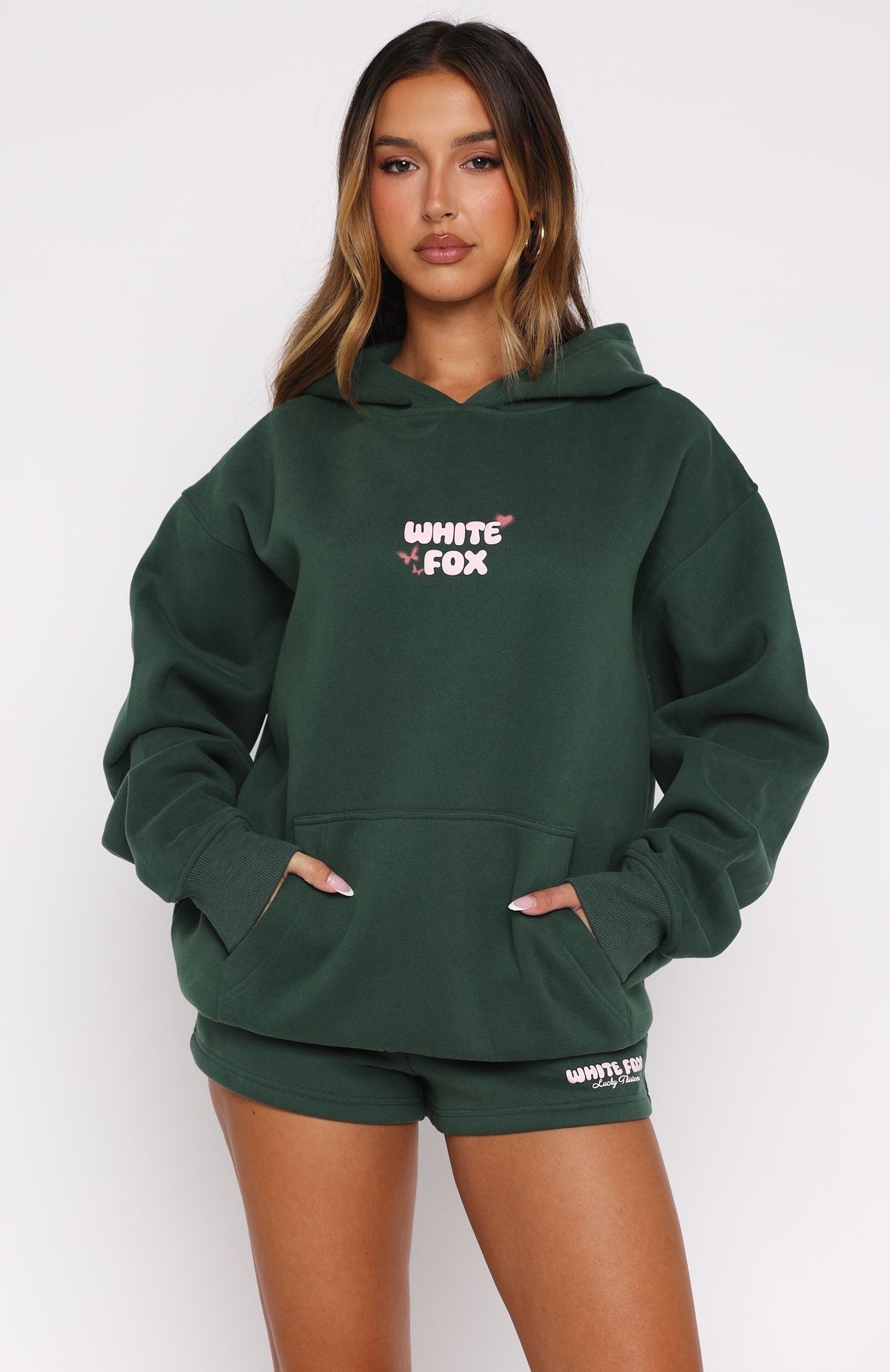 White Fox Lucky Thirteen Stephanie Oversized Hoodie Green