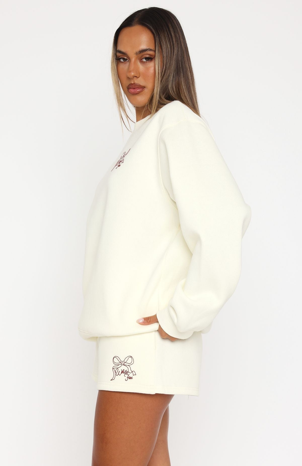 White Fox Love You Forever Oversized Sweater Cream