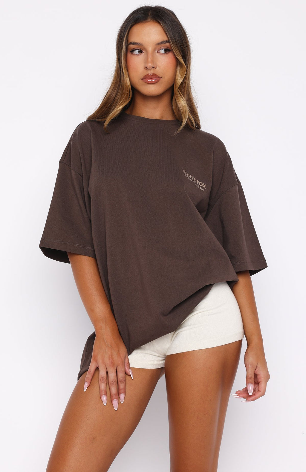 White Fox Having My Way Oversized Tee Chocolate