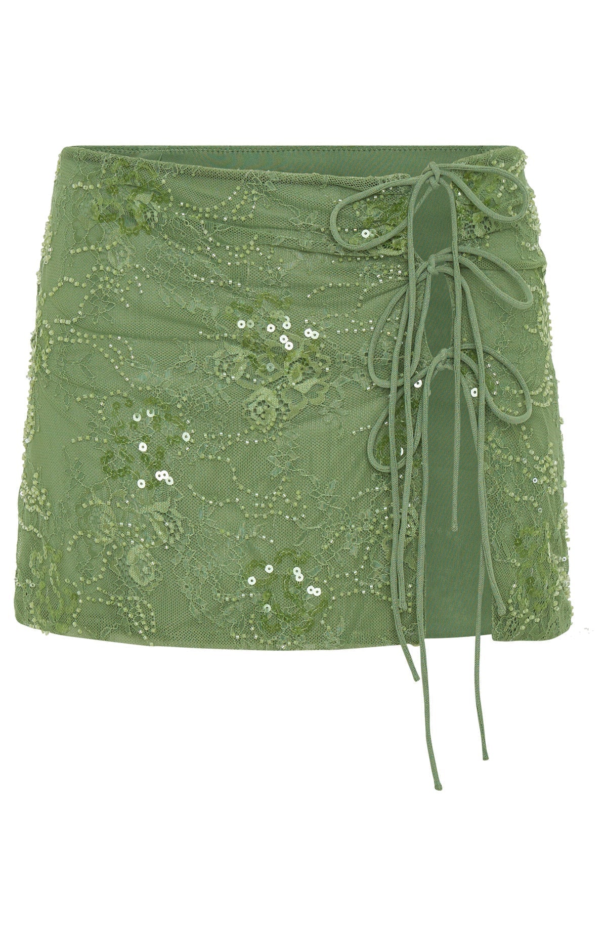 White Fox Goddess You Sequin Mini Skirt Sage