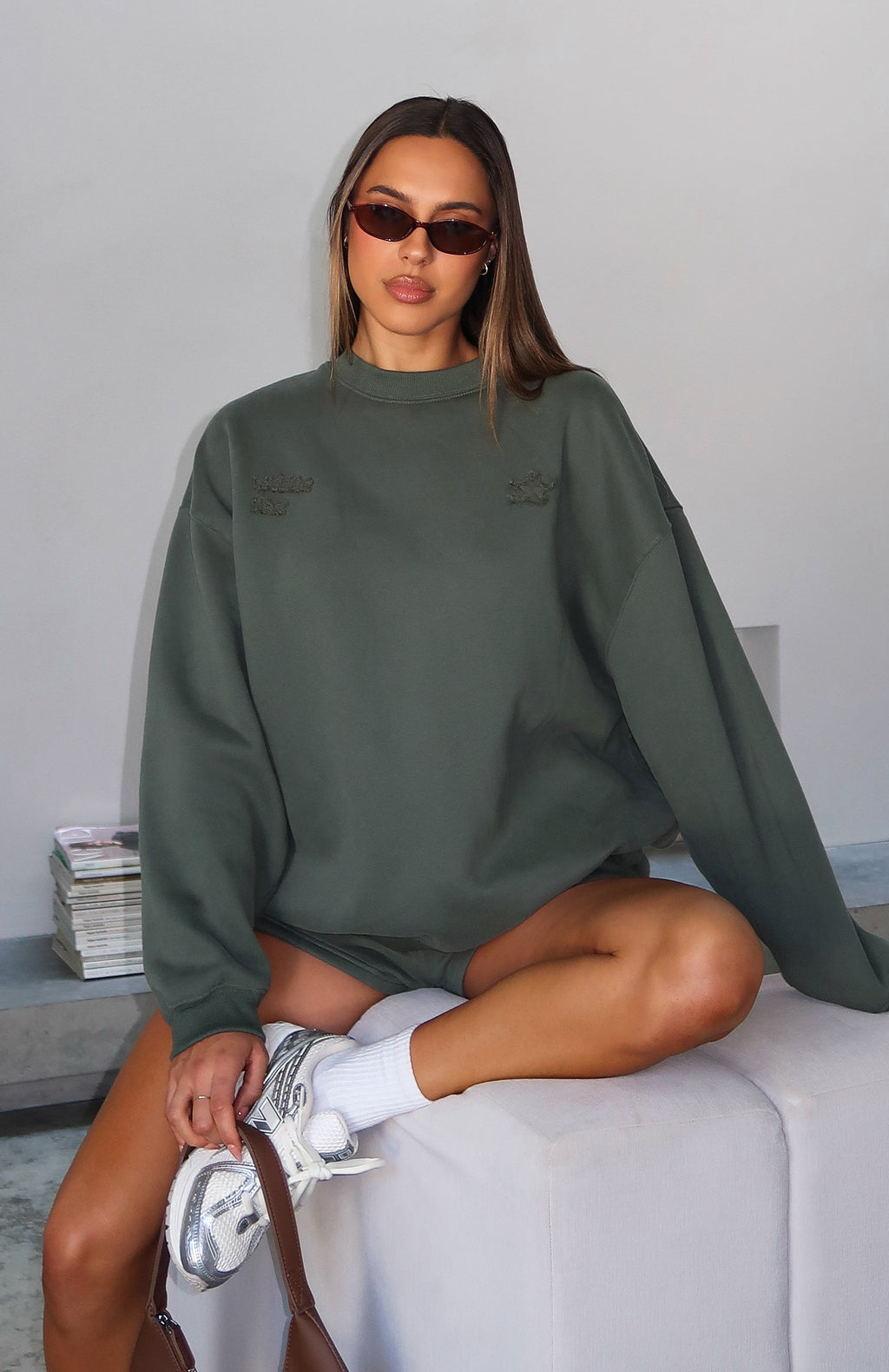 White Fox From The Archives Lexi Oversized Sweater Khaki
