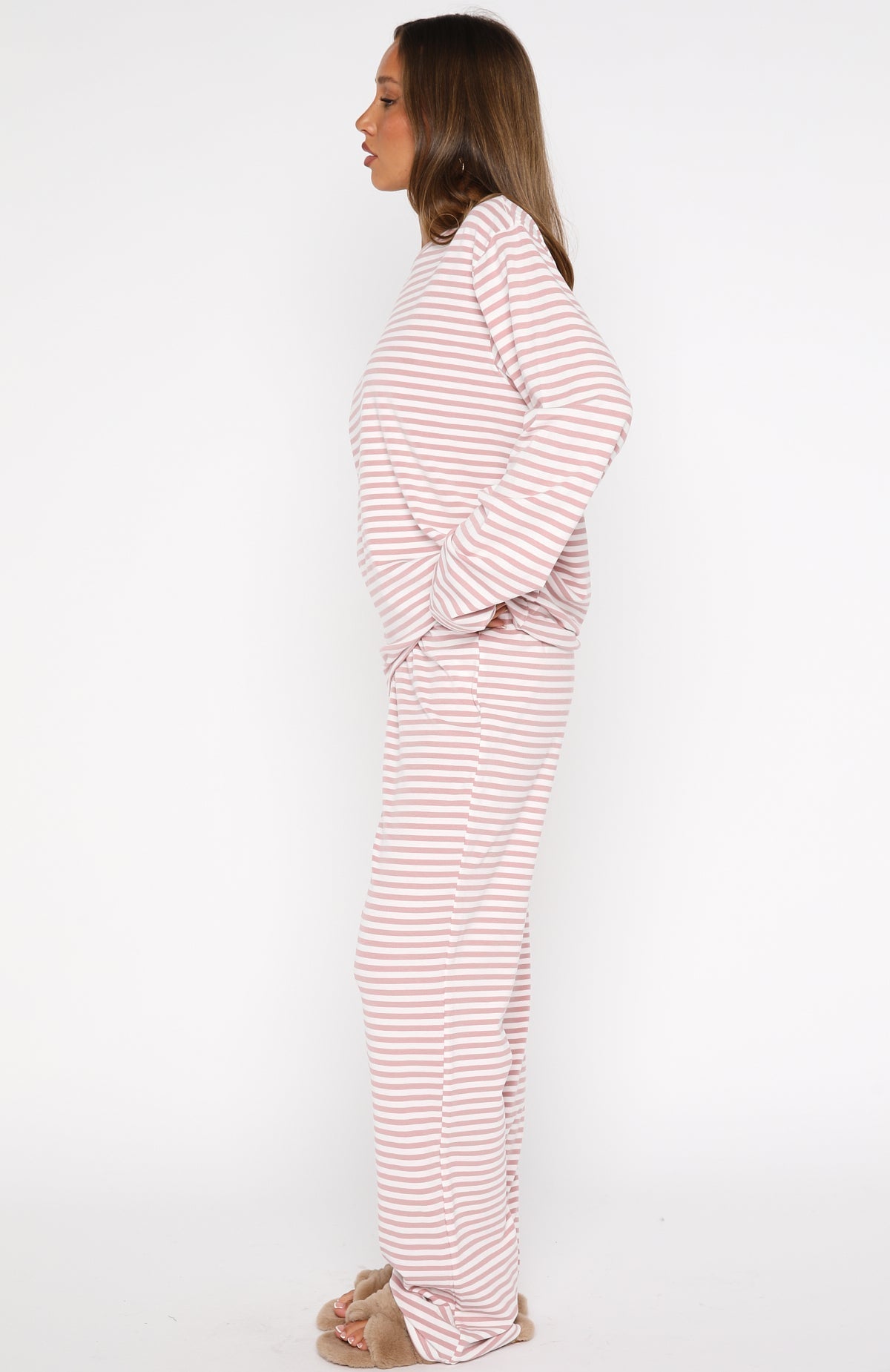 White Fox Slow Life Pyjama Pants Pink/White Stripe