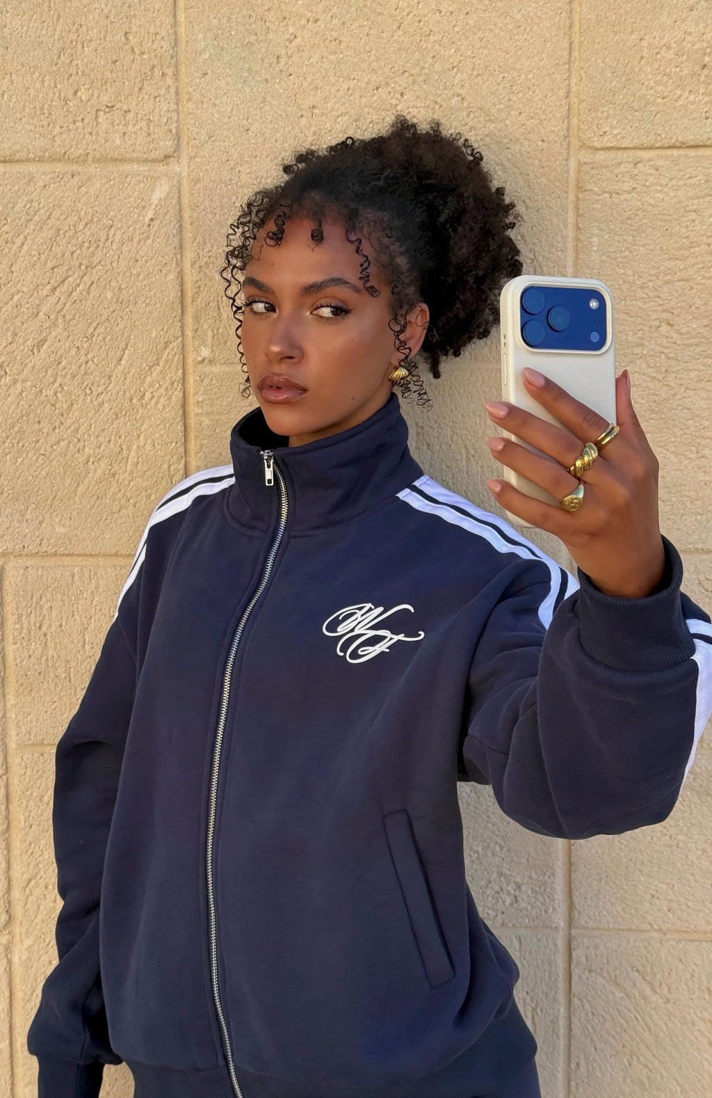 White Fox Studio 17 Odessa Oversized Zip Jacket Navy