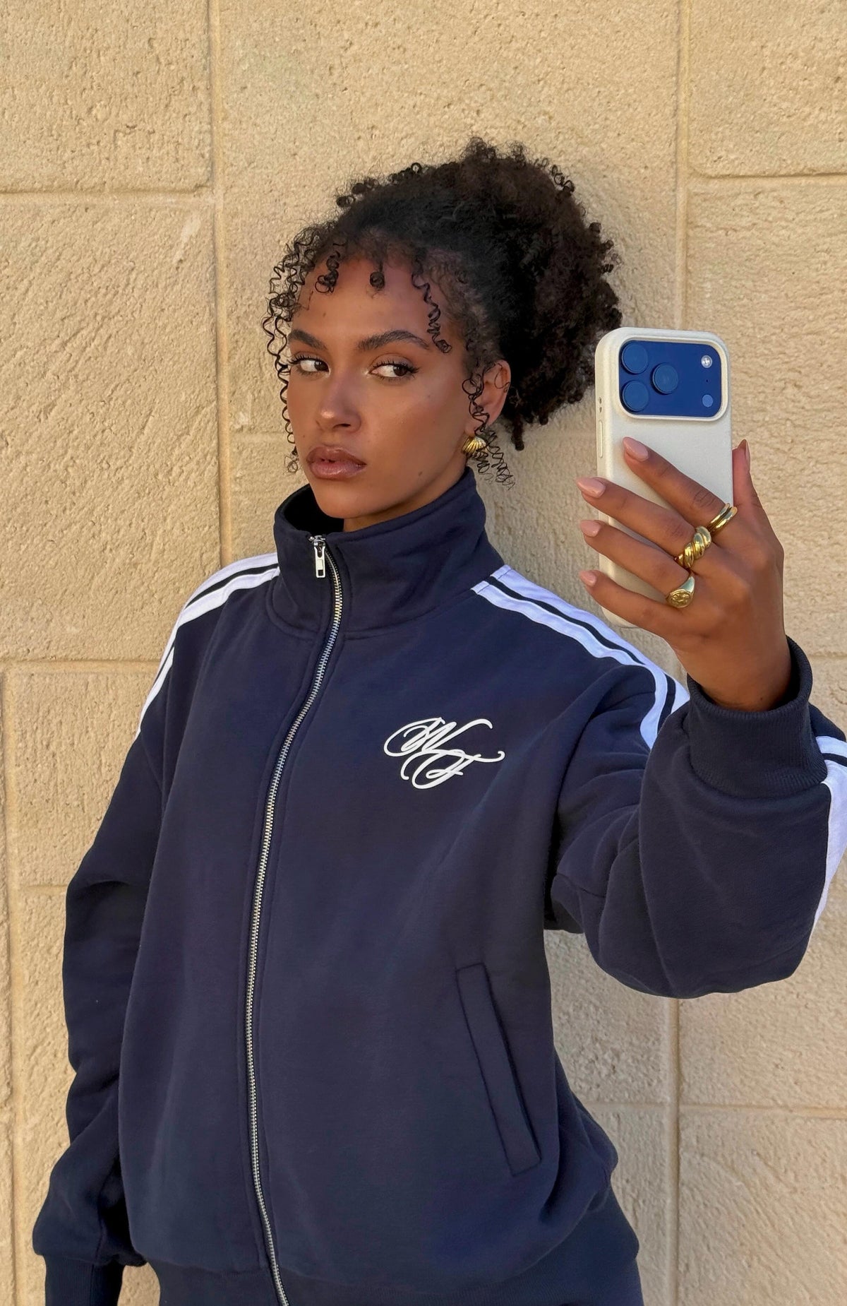 White Fox Studio 17 Odessa Oversized Zip Jacket Navy