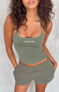 White Fox Test Drive Halter Top Khaki