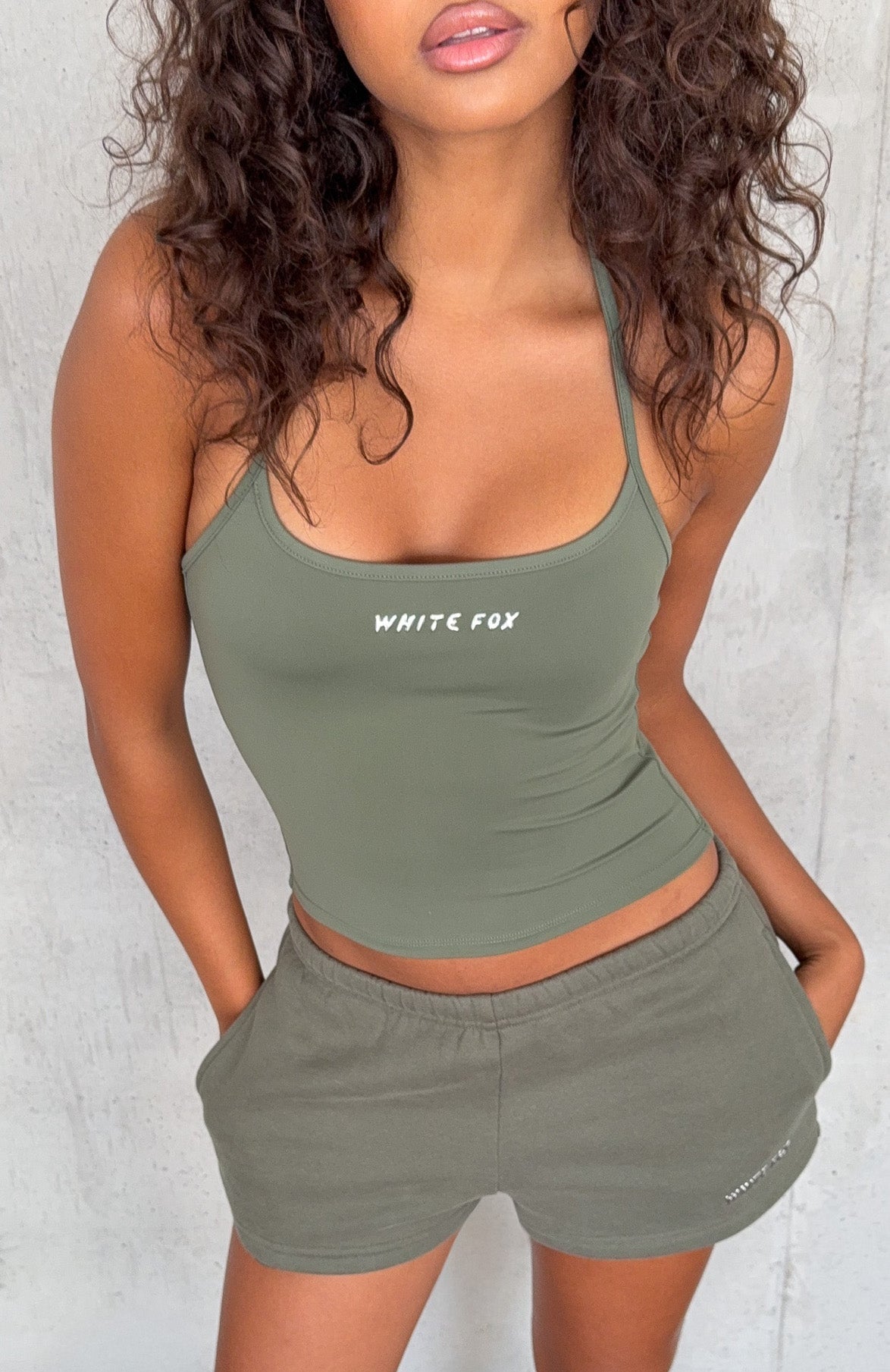 White Fox Test Drive Halter Top Khaki
