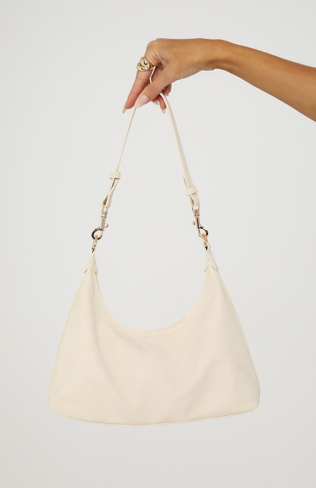 White Fox Jane Shoulder Bag Cream Faux Suede