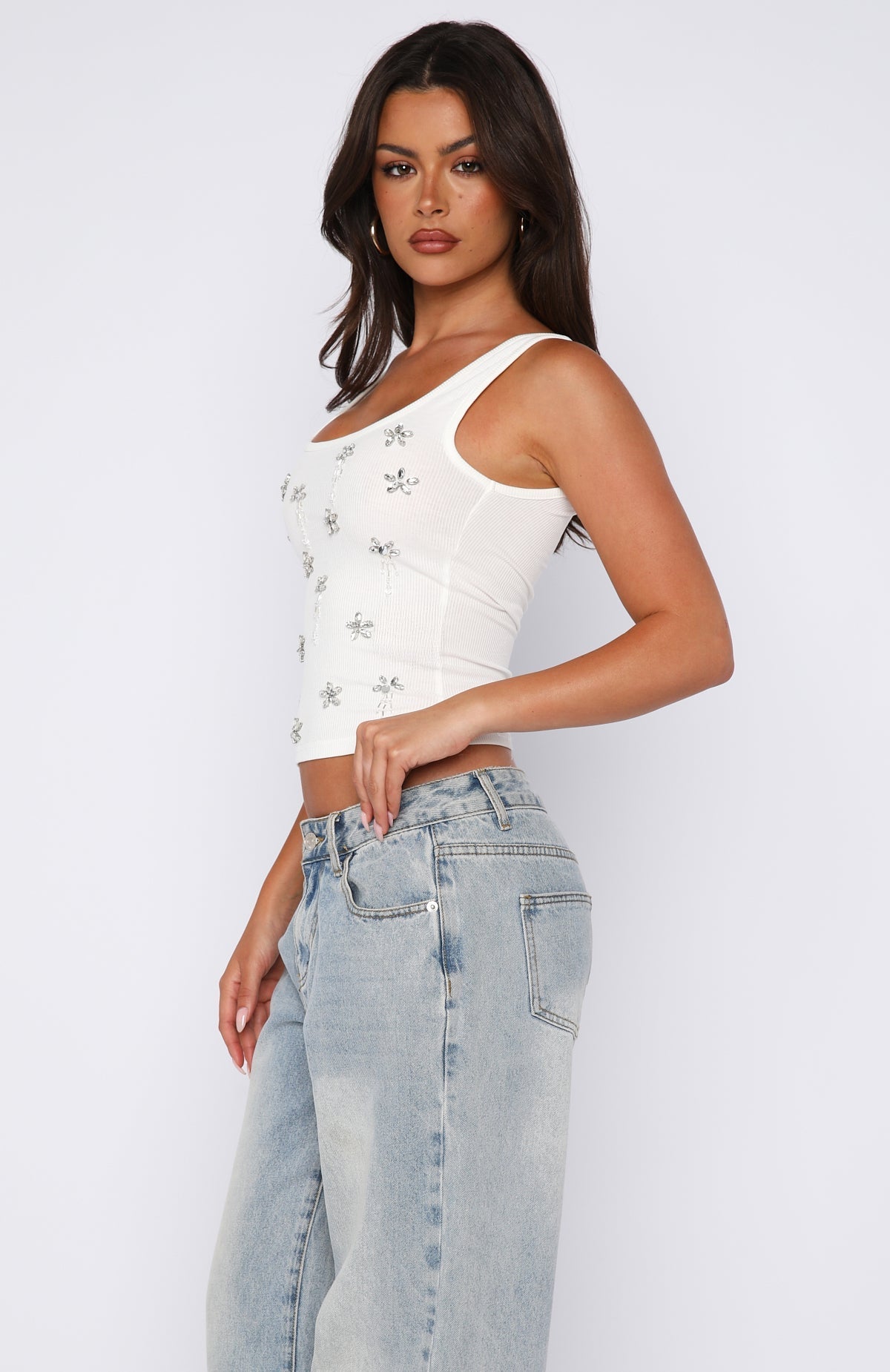 White Fox Sinful Embrace Rib Tank White