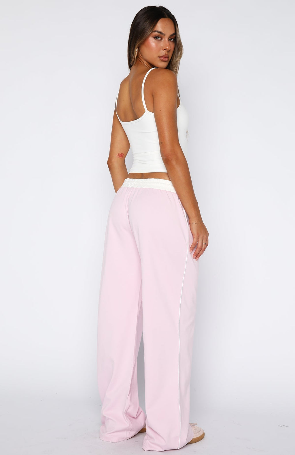 White Fox True Feelings Wide Leg Pants Baby Pink