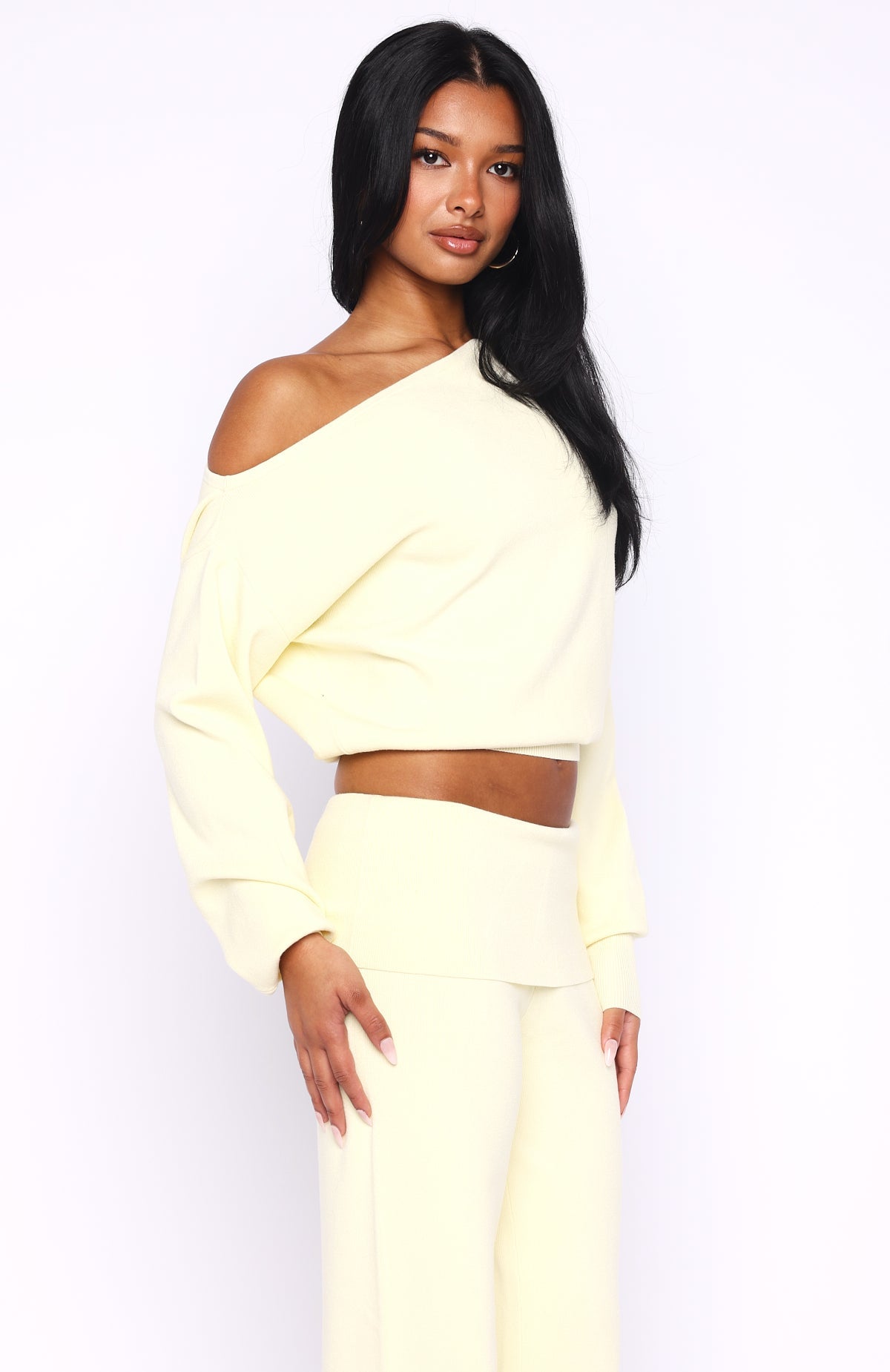 White Fox Can't Find The Words Knit Sweater Lemon