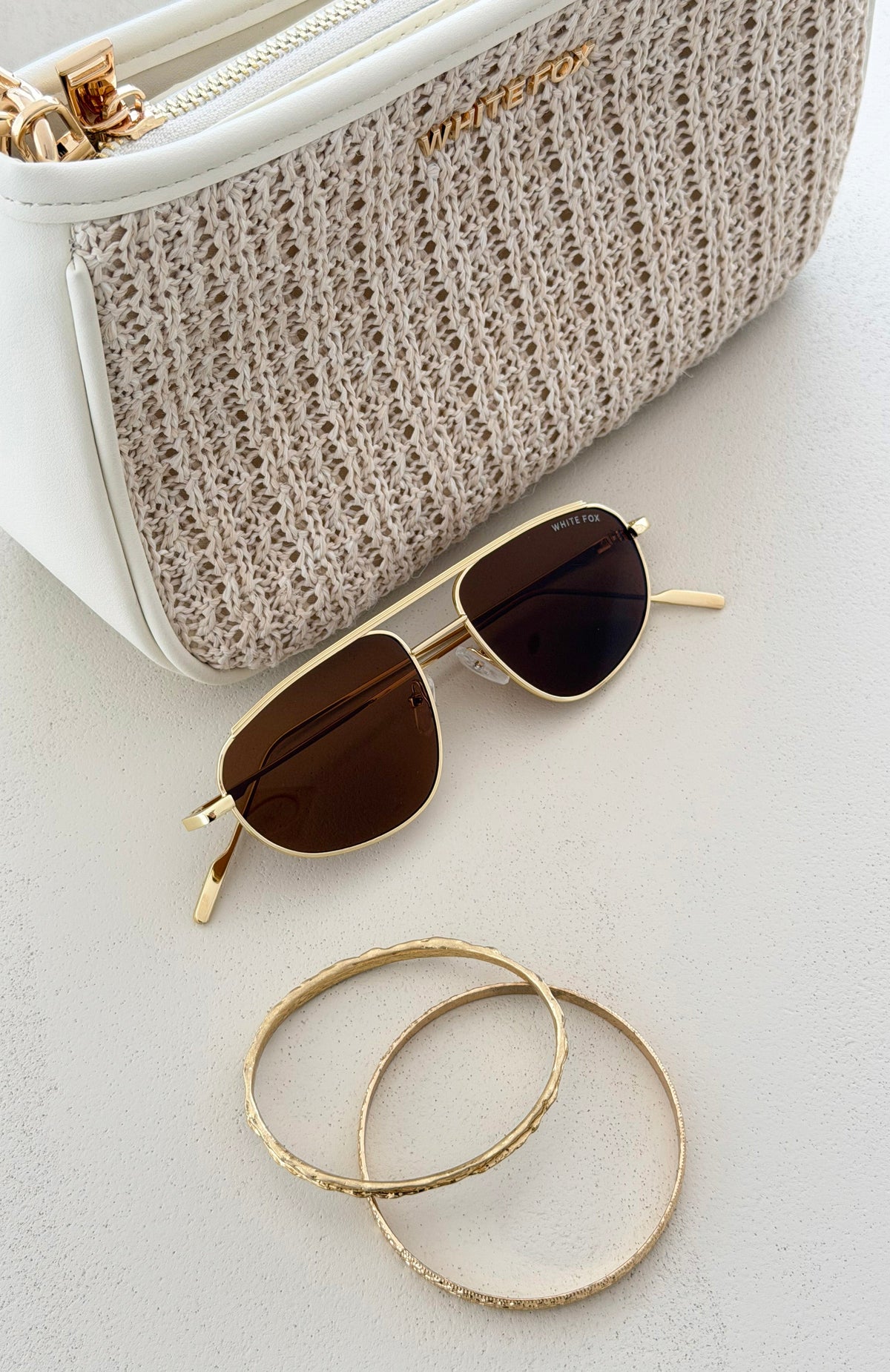 White Fox Elara Sunglasses Gold/Chocolate